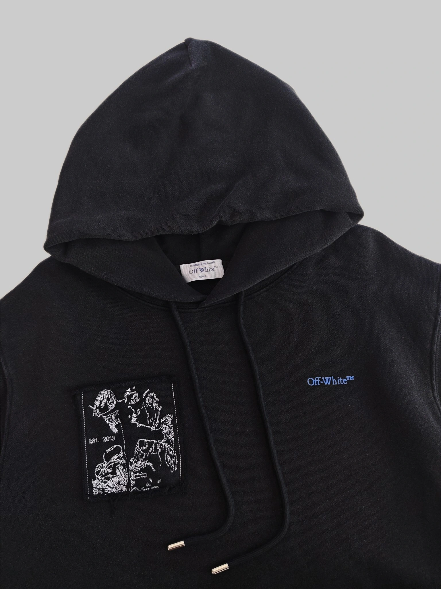 Gemini- Off Whit5 2025AW big cutting hoodie Cotton embroidery oversized item:E-FL29K2101F