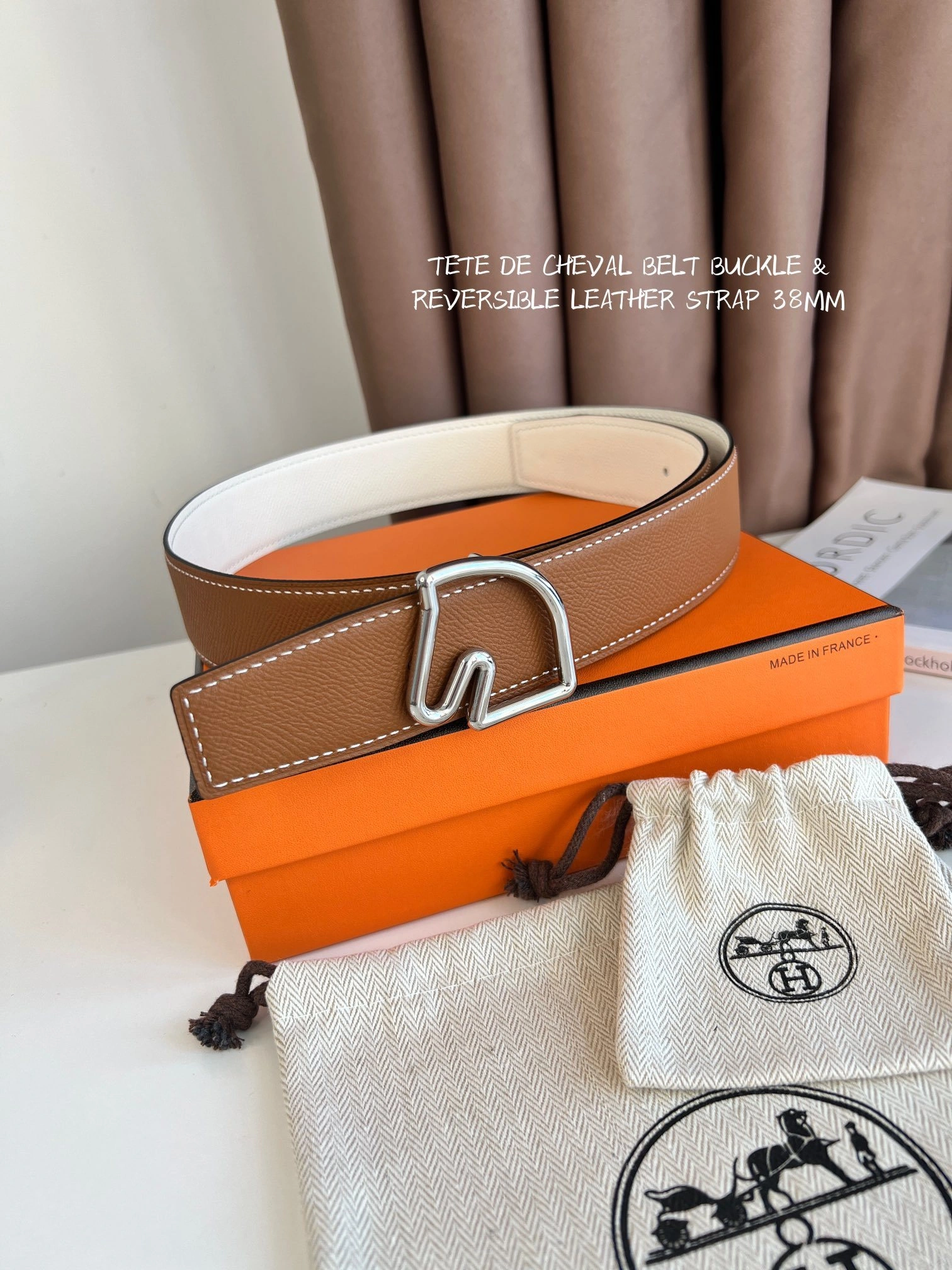 Barbara-- TETE DE CHEVAL BELT BUCKLE & REVERSIBLE LEATHER STRAP 38MM epsom item:C-S333B25134