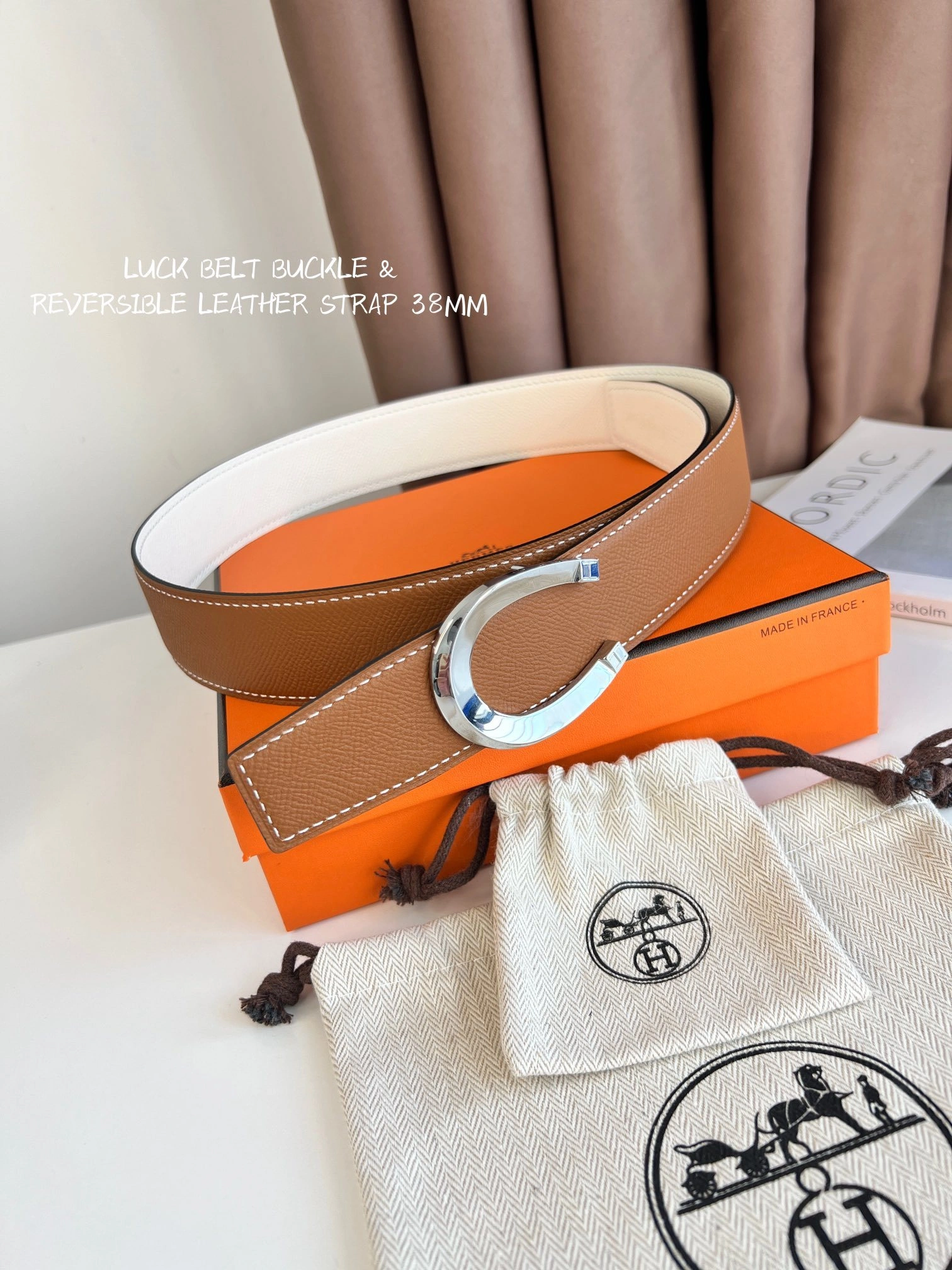 Barbara-- TETE DE CHEVAL BELT BUCKLE & REVERSIBLE LEATHER STRAP 38MM epsom item:C-S333B25136