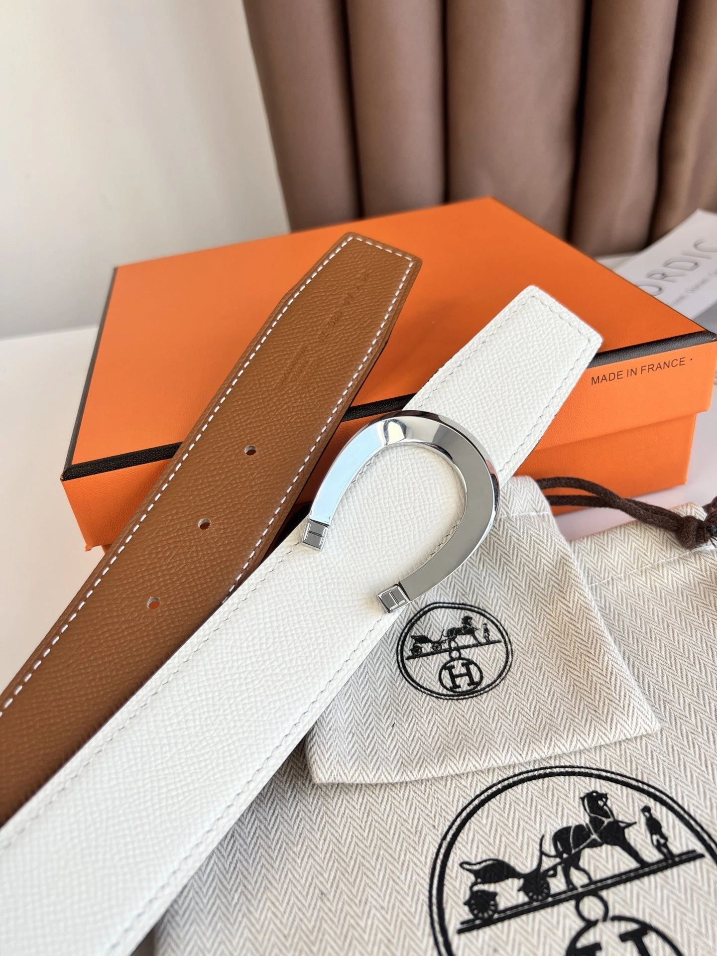 Barbara-- TETE DE CHEVAL BELT BUCKLE & REVERSIBLE LEATHER STRAP 38MM epsom item:C-S333B25136