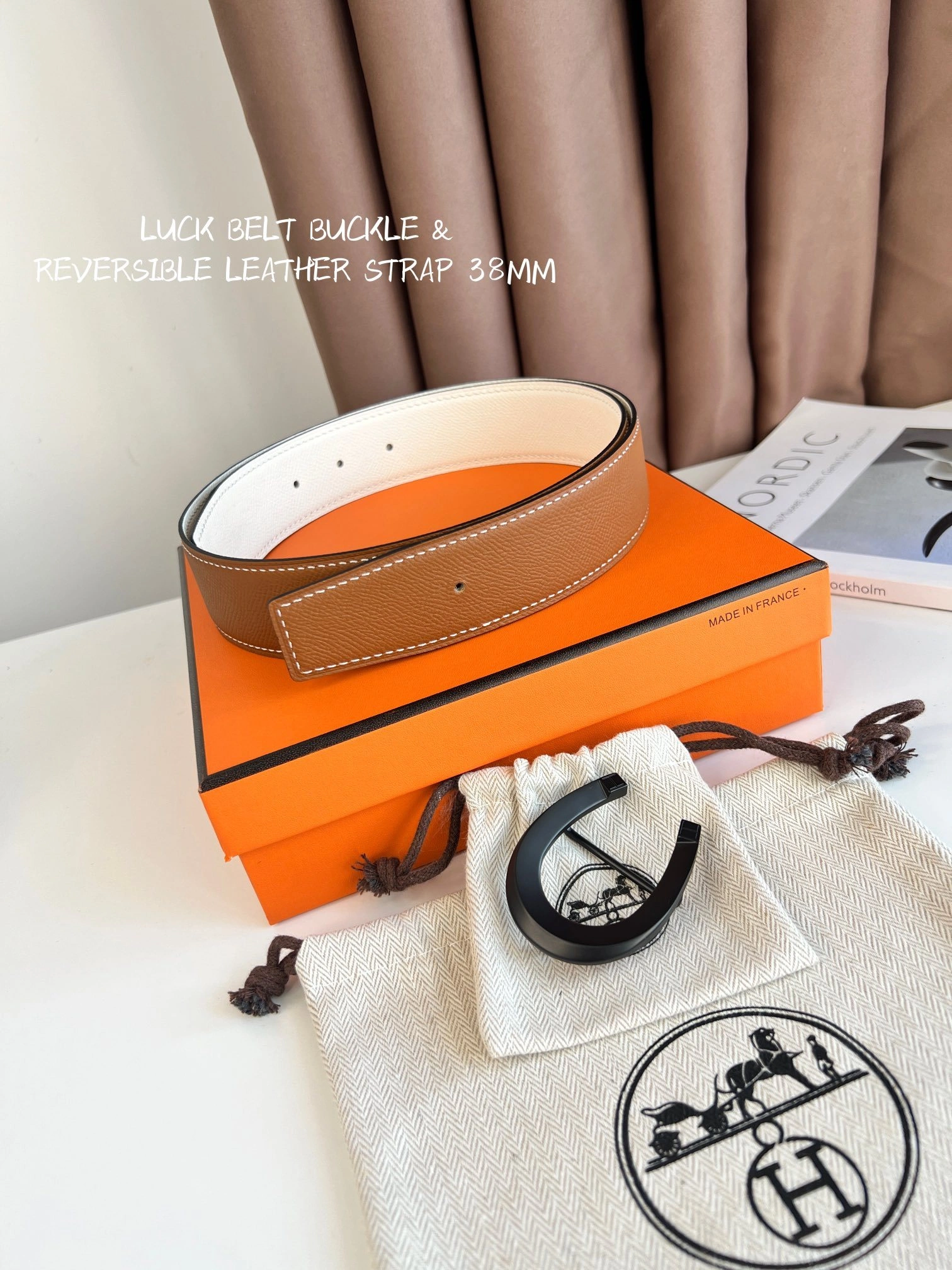 Barbara-- TETE DE CHEVAL BELT BUCKLE & REVERSIBLE LEATHER STRAP 38MM epsom item:C-S333B25137