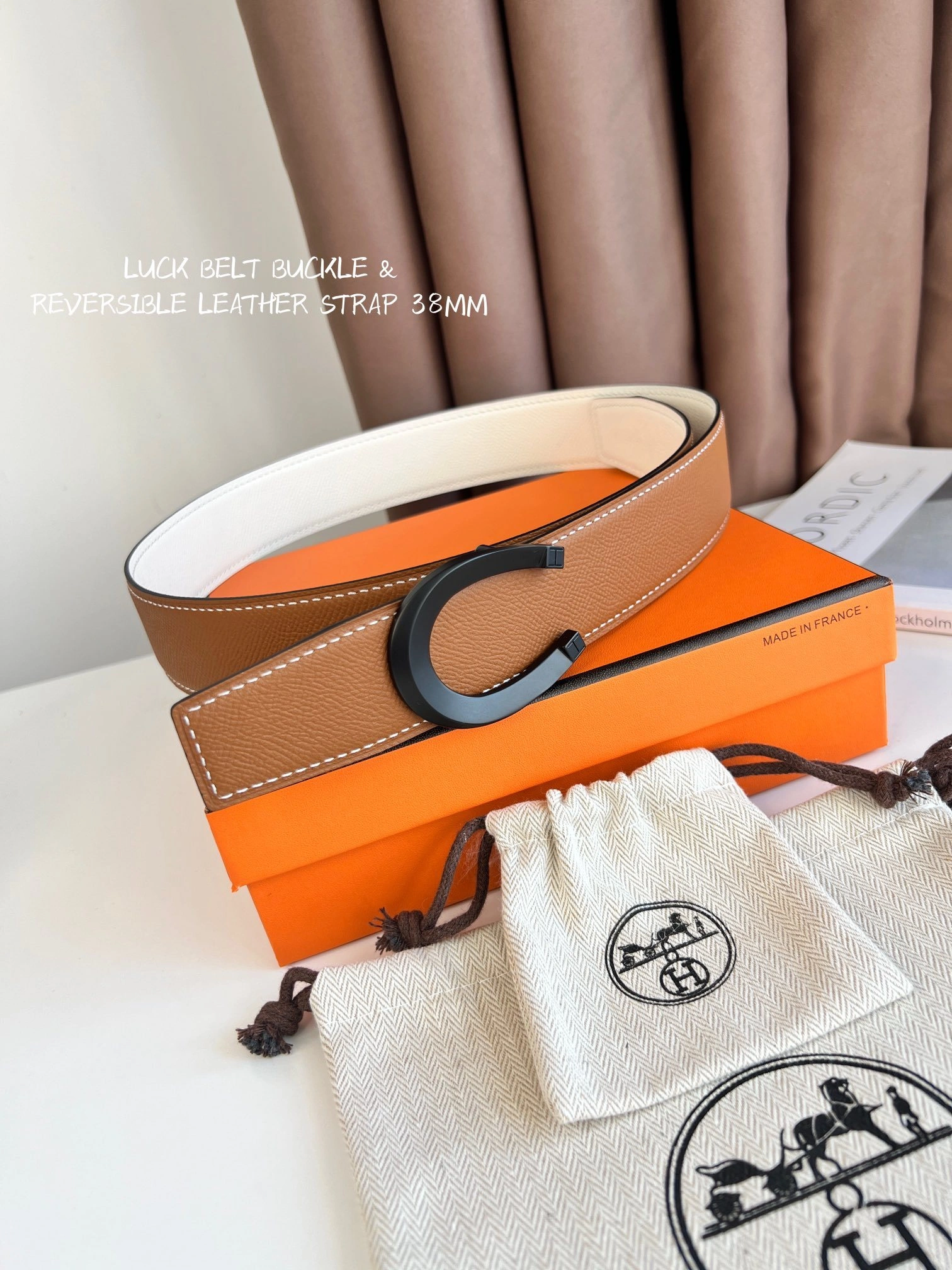 Barbara-- TETE DE CHEVAL BELT BUCKLE & REVERSIBLE LEATHER STRAP 38MM epsom item:C-S333B25137