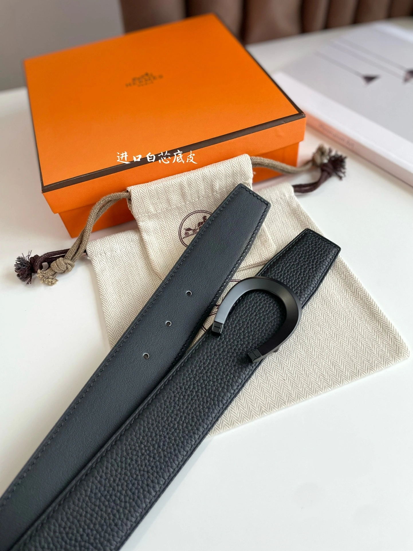 Barbara-- TETE DE CHEVAL BELT BUCKLE & REVERSIBLE LEATHER STRAP 38MM epsom item:C-S333B25138