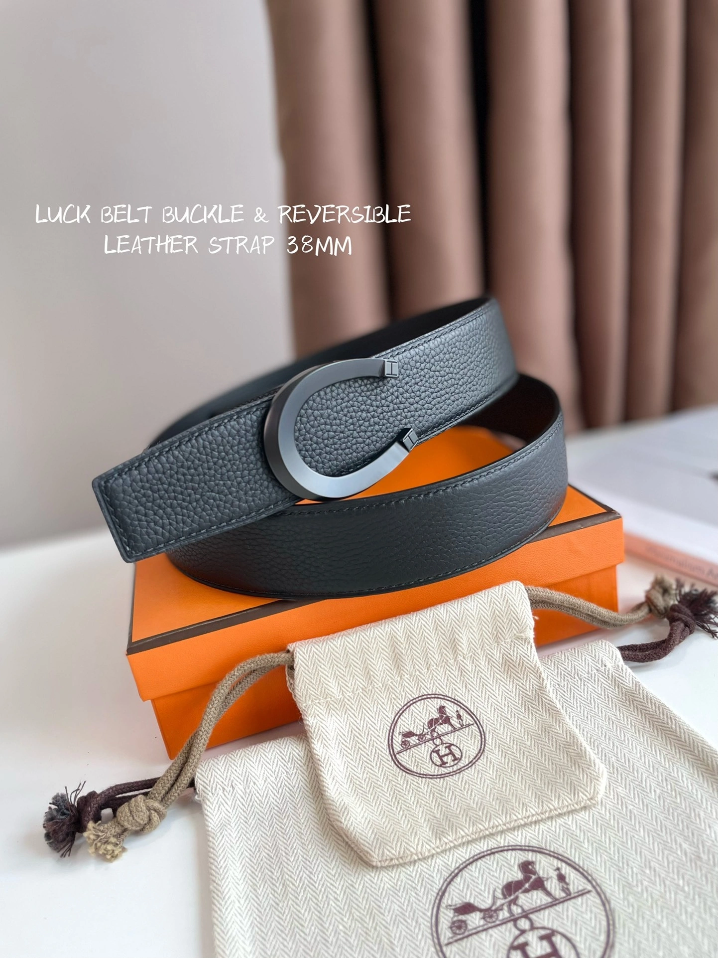 Barbara-- TETE DE CHEVAL BELT BUCKLE & REVERSIBLE LEATHER STRAP 38MM epsom item:C-S333B25138
