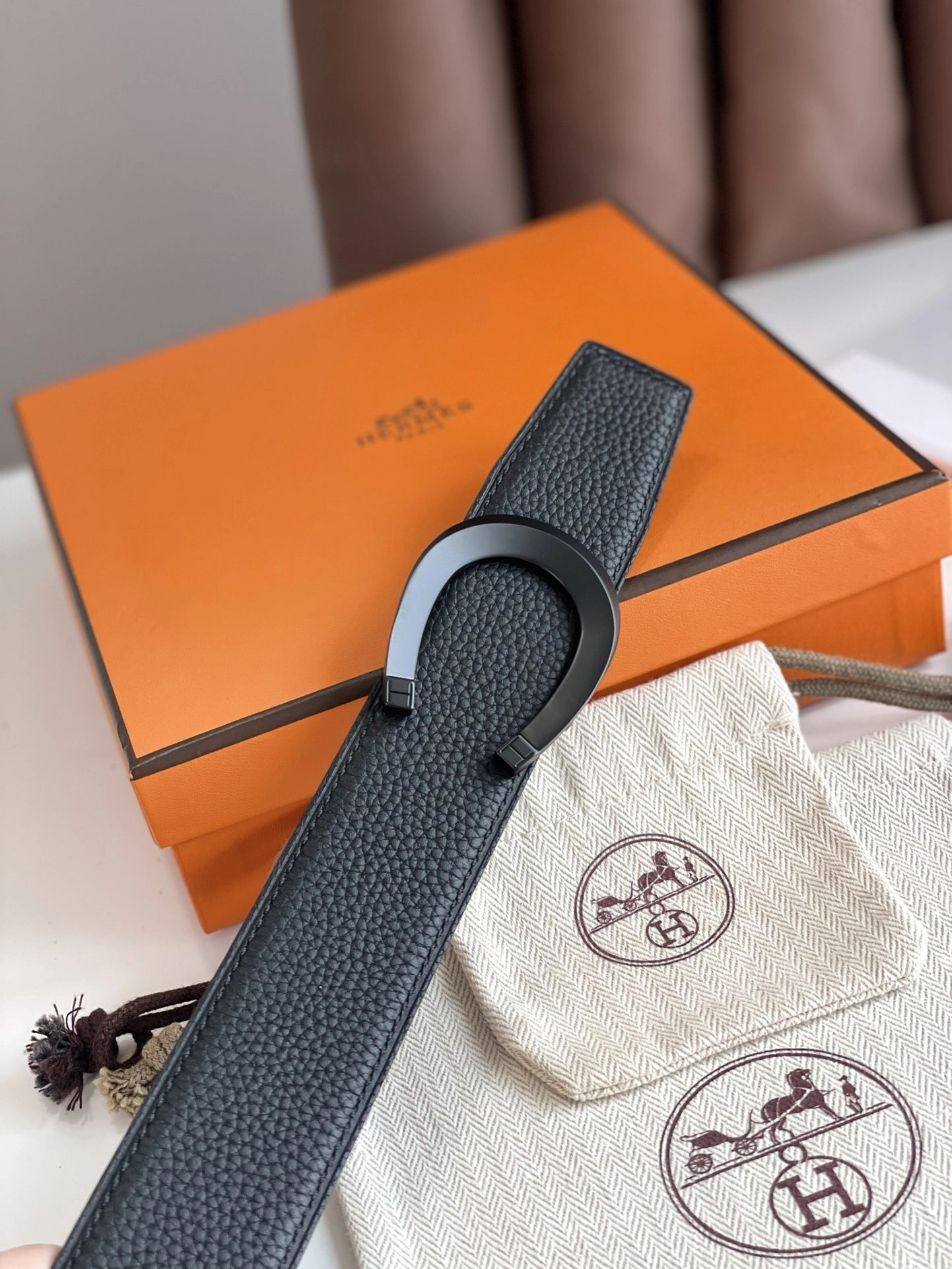 Barbara-- TETE DE CHEVAL BELT BUCKLE & REVERSIBLE LEATHER STRAP 38MM epsom item:C-S333B25138