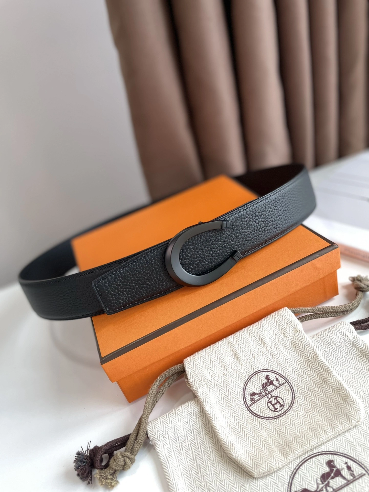 Barbara-- TETE DE CHEVAL BELT BUCKLE & REVERSIBLE LEATHER STRAP 38MM epsom item:C-S333B25138