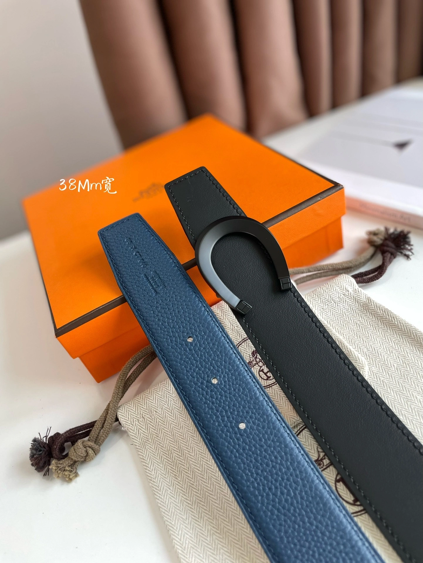 Barbara-- TETE DE CHEVAL BELT BUCKLE & REVERSIBLE LEATHER STRAP 38MM epsom item:C-S333B25139