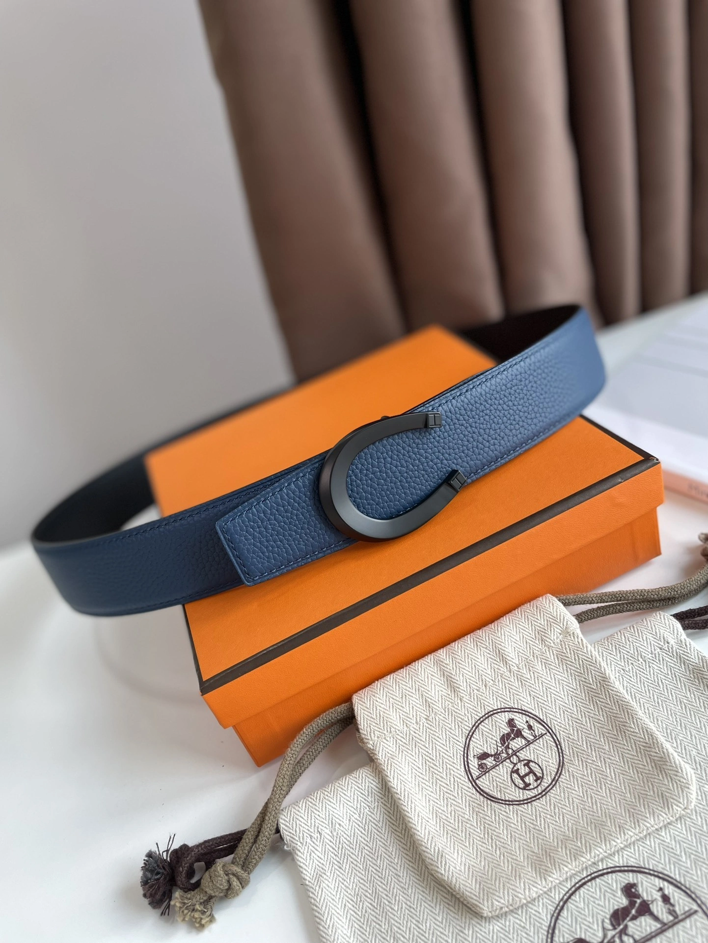 Barbara-- TETE DE CHEVAL BELT BUCKLE & REVERSIBLE LEATHER STRAP 38MM epsom item:C-S333B25139
