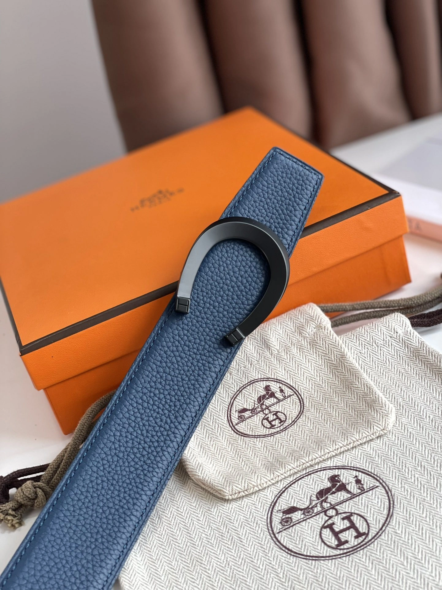Barbara-- TETE DE CHEVAL BELT BUCKLE & REVERSIBLE LEATHER STRAP 38MM epsom item:C-S333B25139