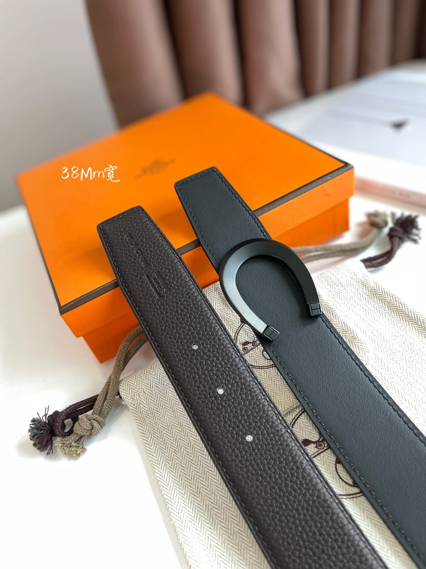 Barbara-- TETE DE CHEVAL BELT BUCKLE & REVERSIBLE LEATHER STRAP 38MM epsom item:C-S333B25140