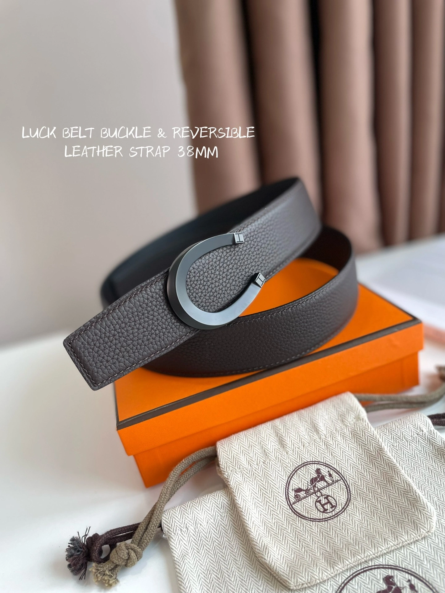 Barbara-- TETE DE CHEVAL BELT BUCKLE & REVERSIBLE LEATHER STRAP 38MM epsom item:C-S333B25140