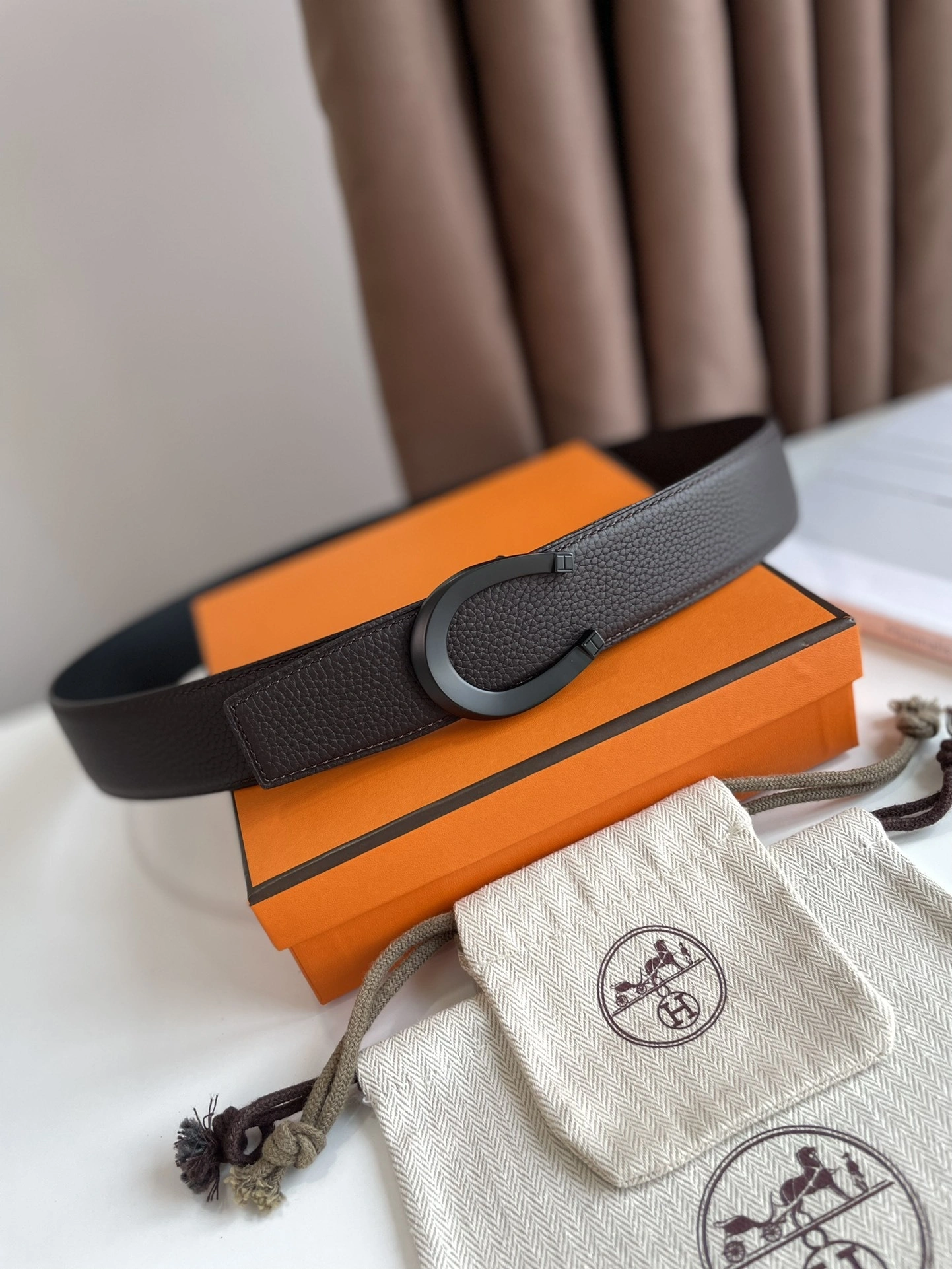 Barbara-- TETE DE CHEVAL BELT BUCKLE & REVERSIBLE LEATHER STRAP 38MM epsom item:C-S333B25140