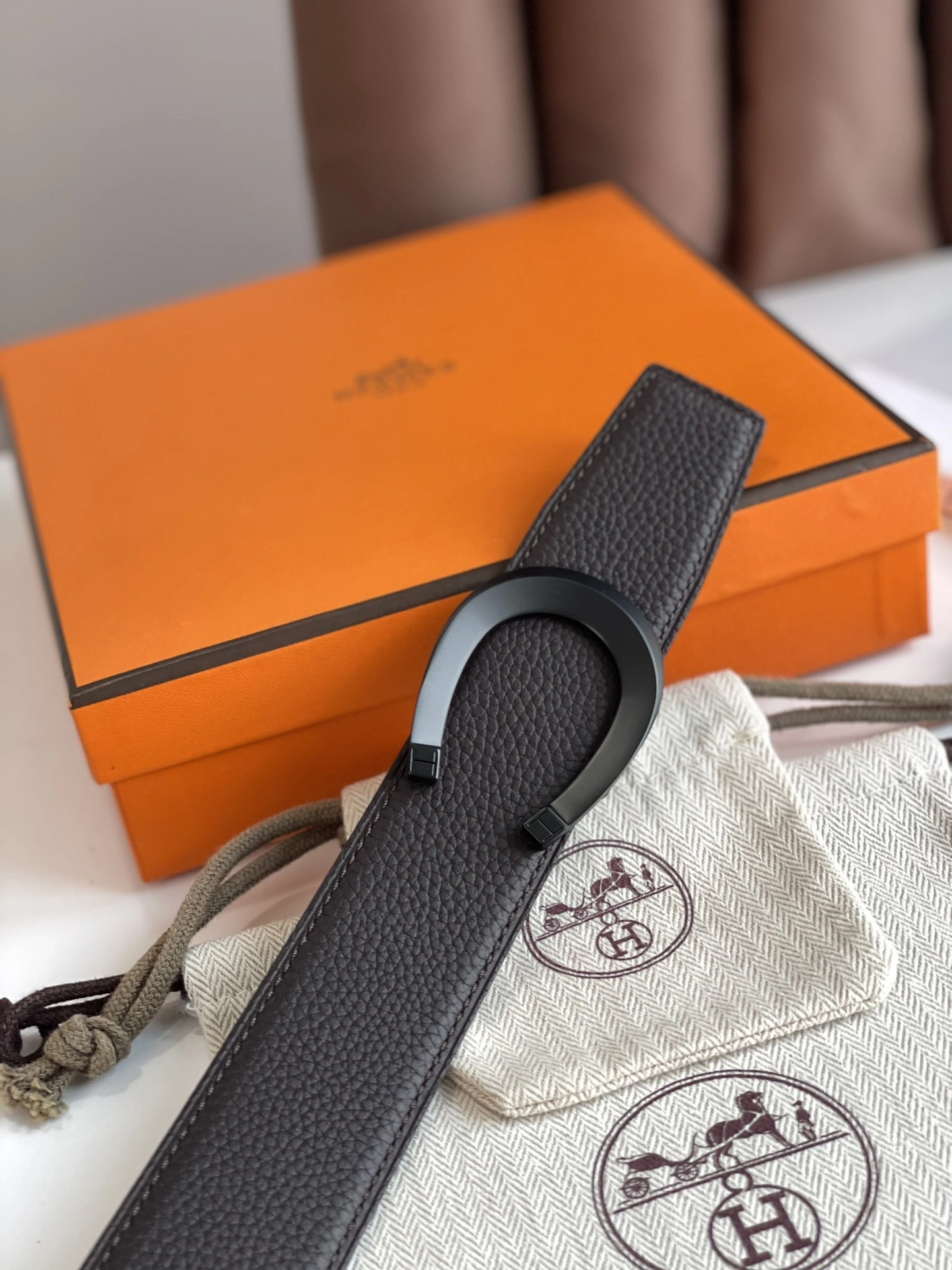 Barbara-- TETE DE CHEVAL BELT BUCKLE & REVERSIBLE LEATHER STRAP 38MM epsom item:C-S333B25140