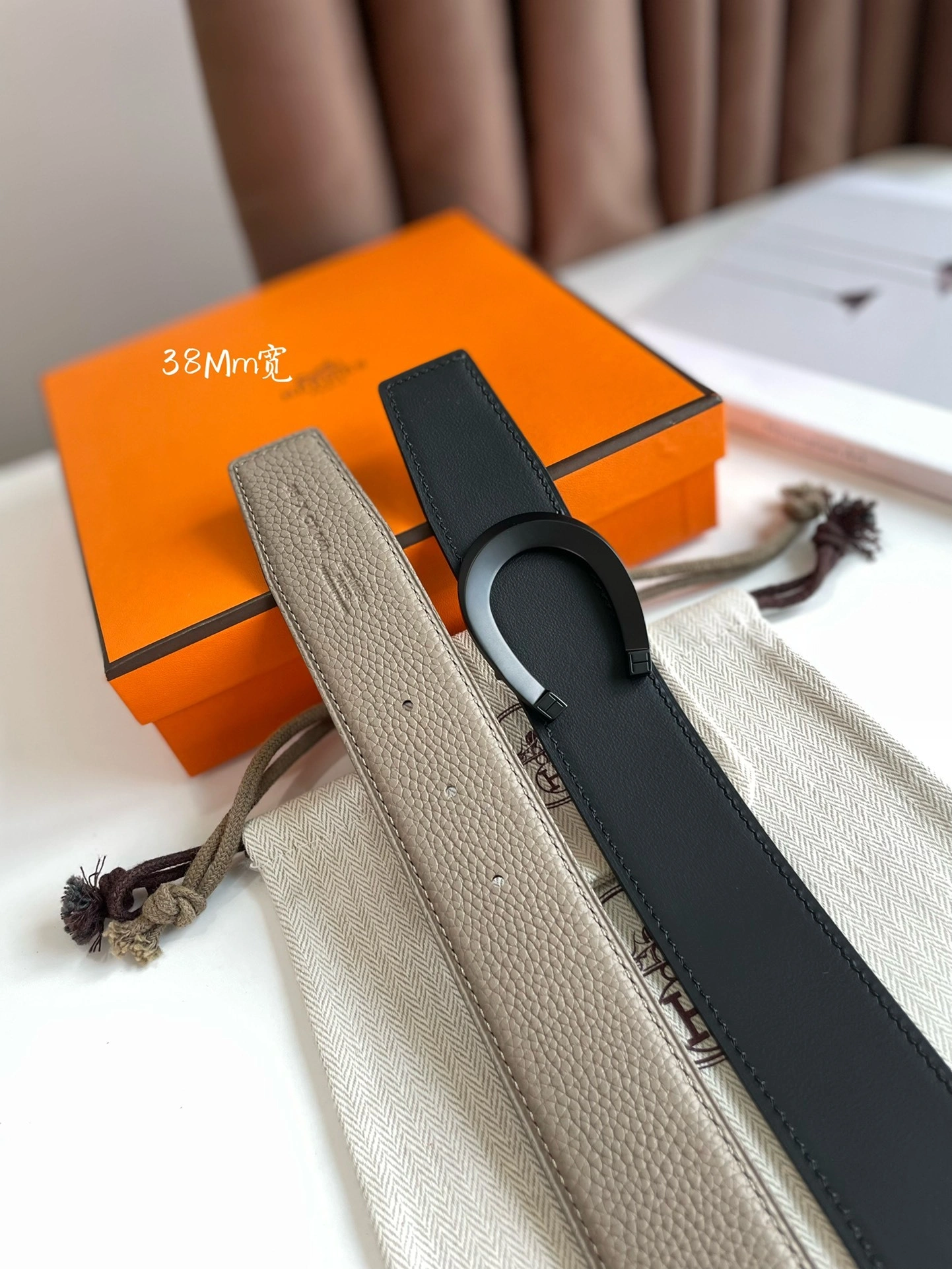 Barbara-- TETE DE CHEVAL BELT BUCKLE & REVERSIBLE LEATHER STRAP 38MM epsom item:C-S333B25141