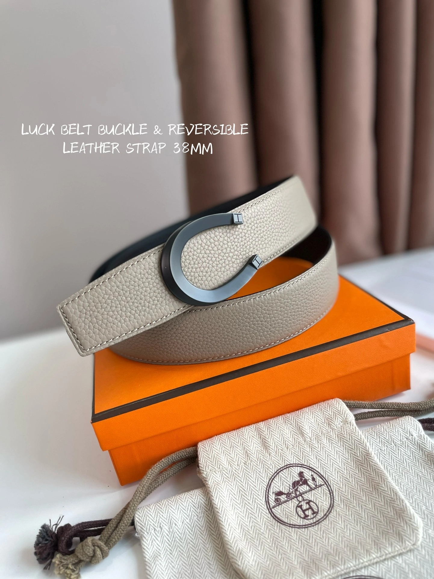 Barbara-- TETE DE CHEVAL BELT BUCKLE & REVERSIBLE LEATHER STRAP 38MM epsom item:C-S333B25141