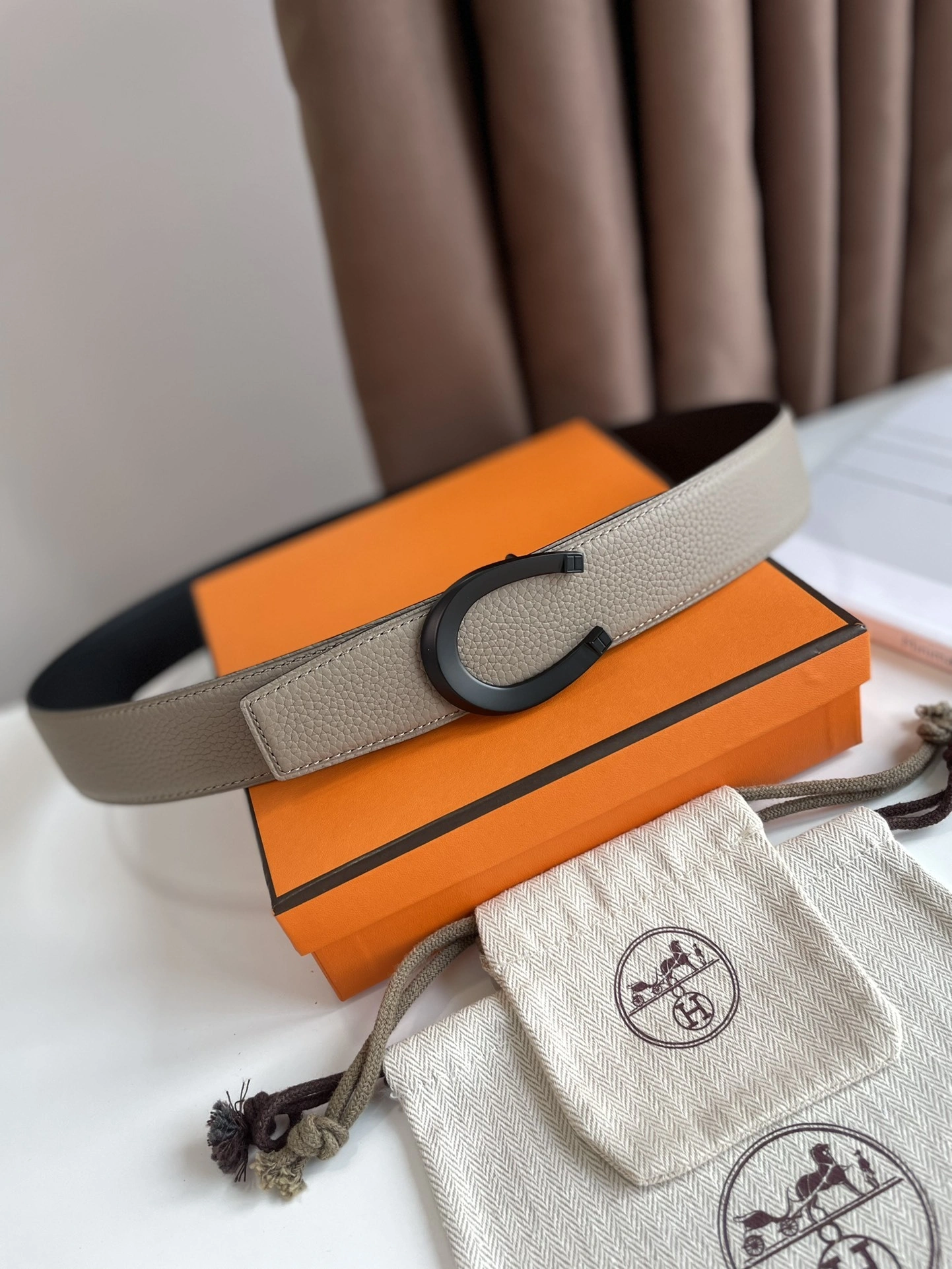 Barbara-- TETE DE CHEVAL BELT BUCKLE & REVERSIBLE LEATHER STRAP 38MM epsom item:C-S333B25141