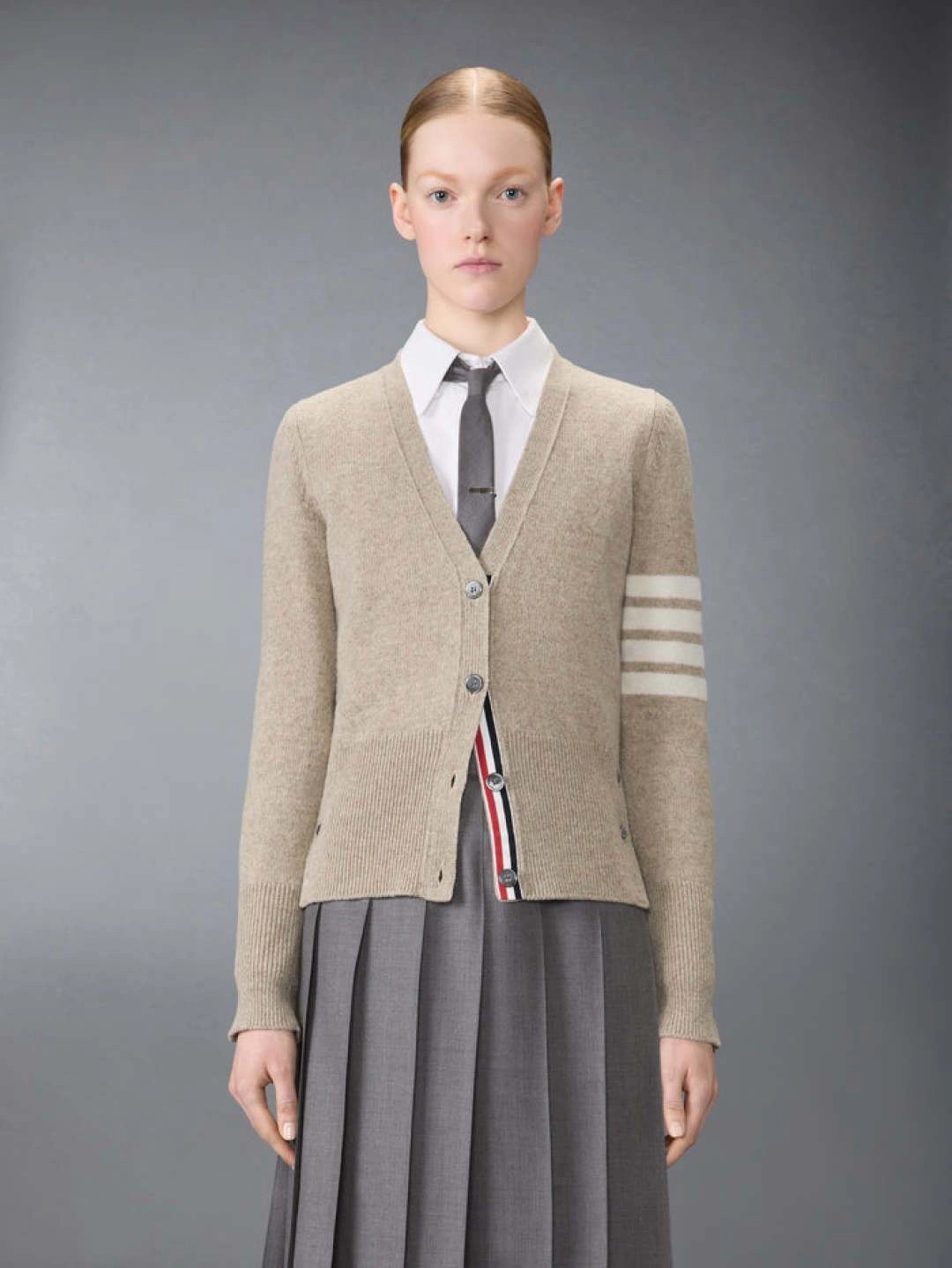 Victoria-- 2row95 Classic 4-Bar wool Cardigan item:E-F140L2780-2H