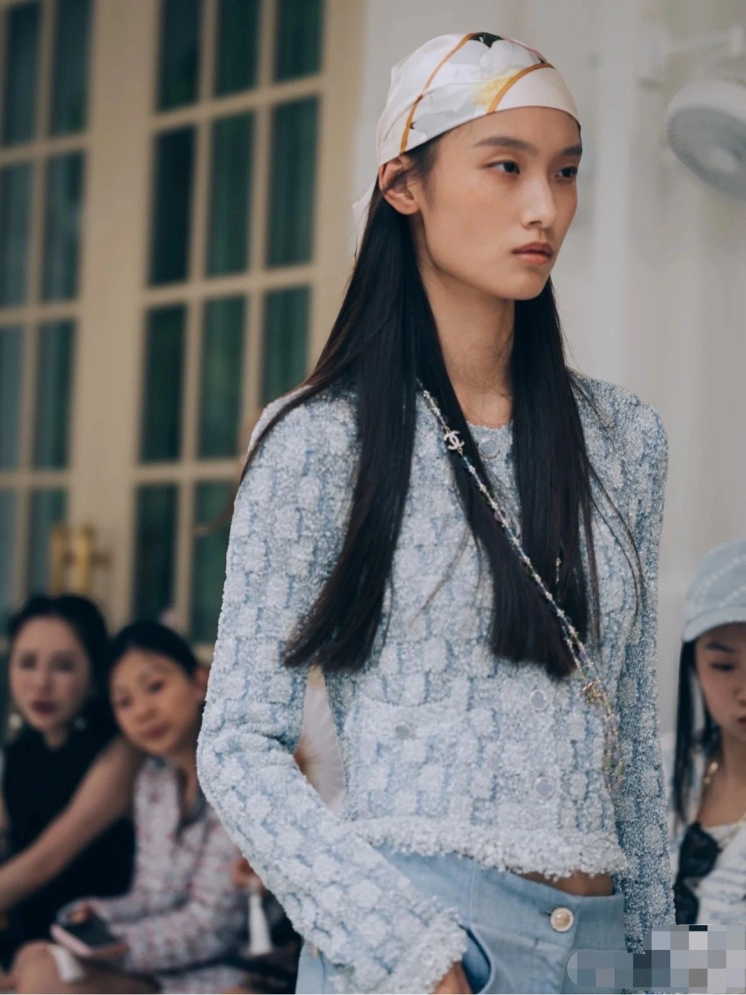 Victoria-- 3h1958 Light Blue Tweed Knit Cardigan item:F-F140A1414H