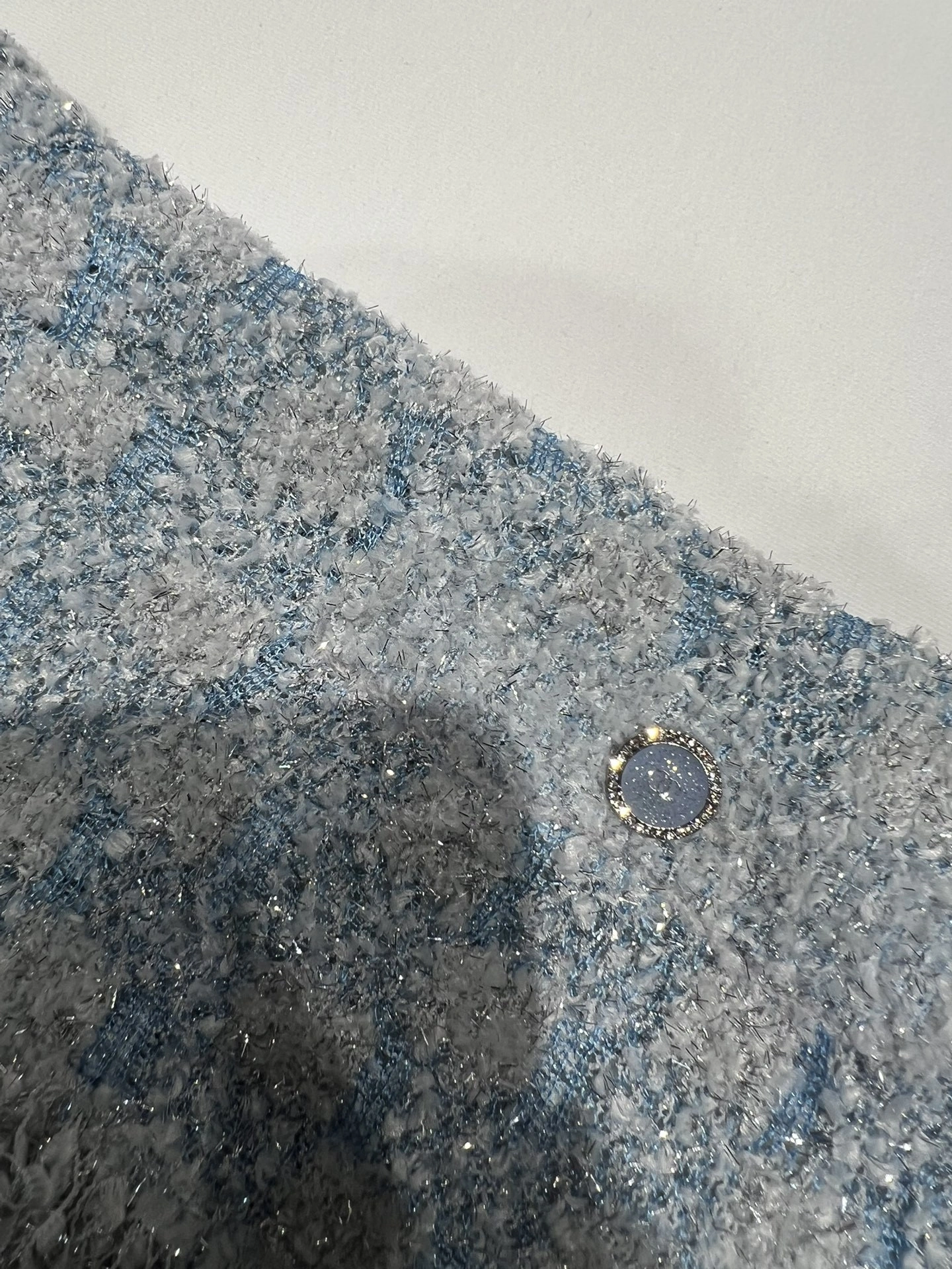Victoria-- 3h1958 Light Blue Tweed Knit Cardigan item:F-F140A1414H