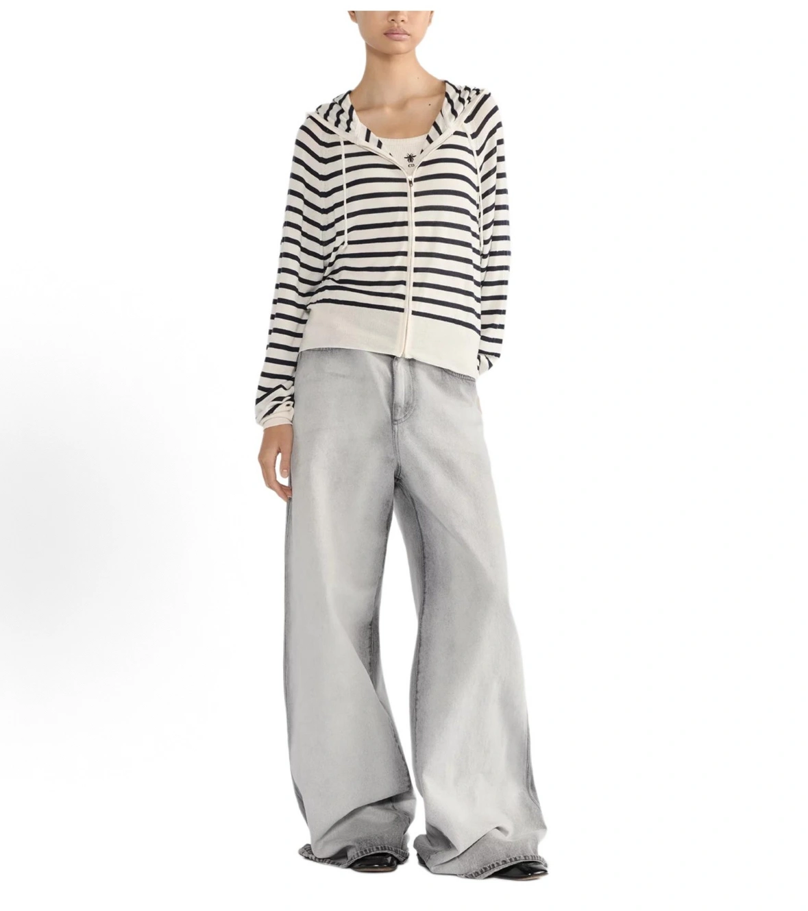 Victoria-- 4ior Striped Knit Hoodie item:F-F140A1402H