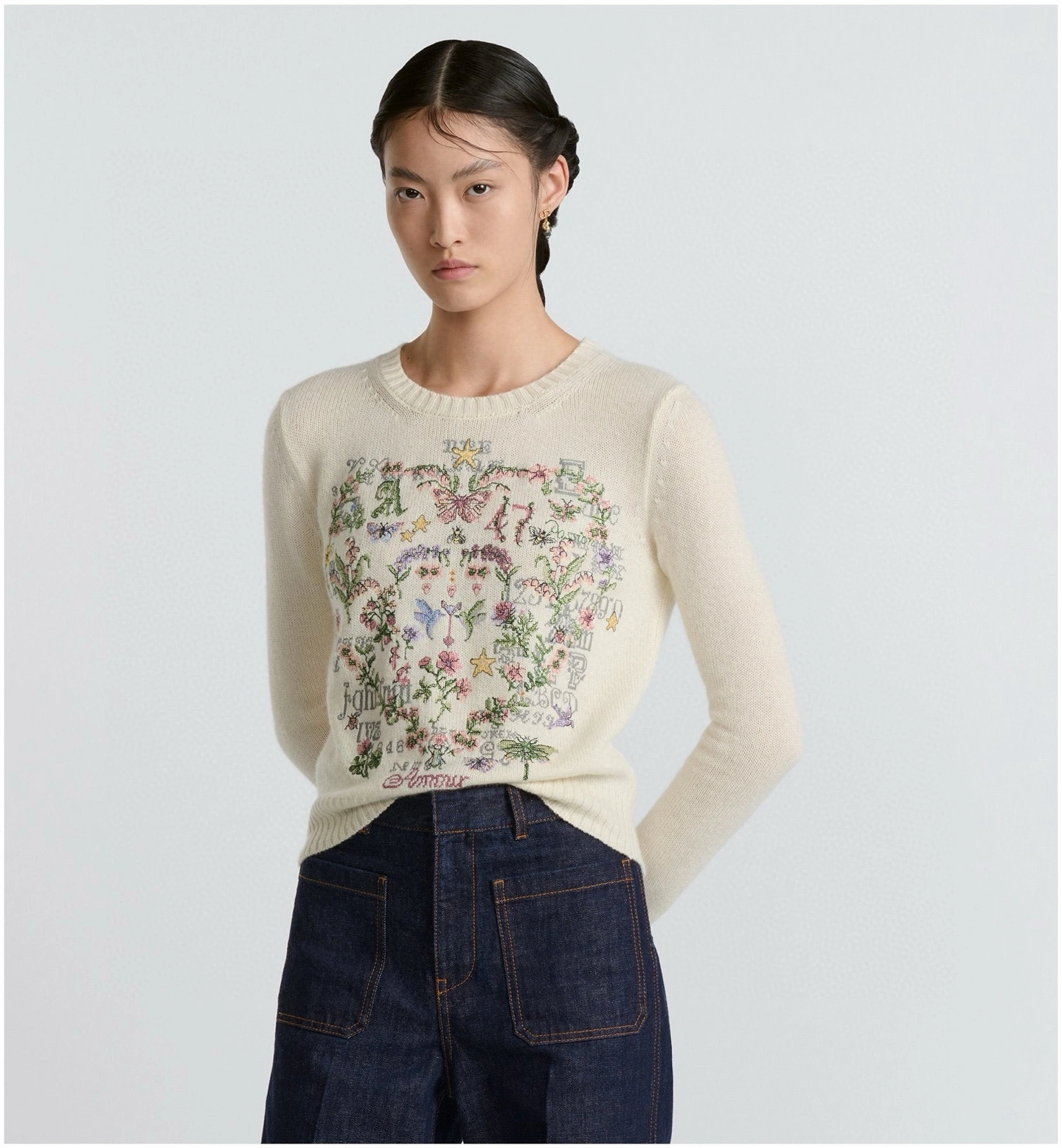 Victoria- 4ior embroidery cashmere 2colour item:E-F240C0310-2