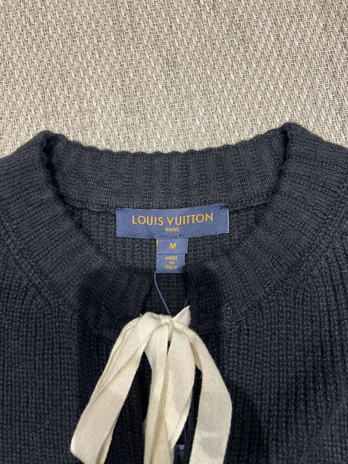 Victoria- 8V Wool Knit Cardigan with Monogram Ribbon Ties item:E-F140L1926H