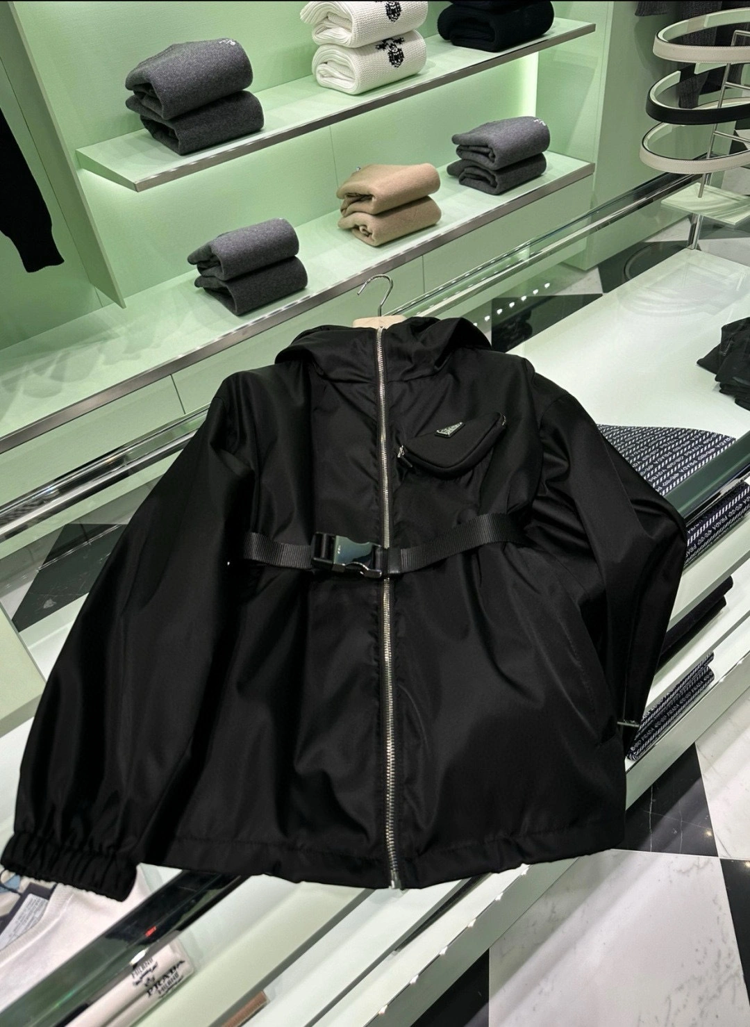 Victoria- Pr141 Belted Hooded Nylon Jacket item:E-F140I2718H