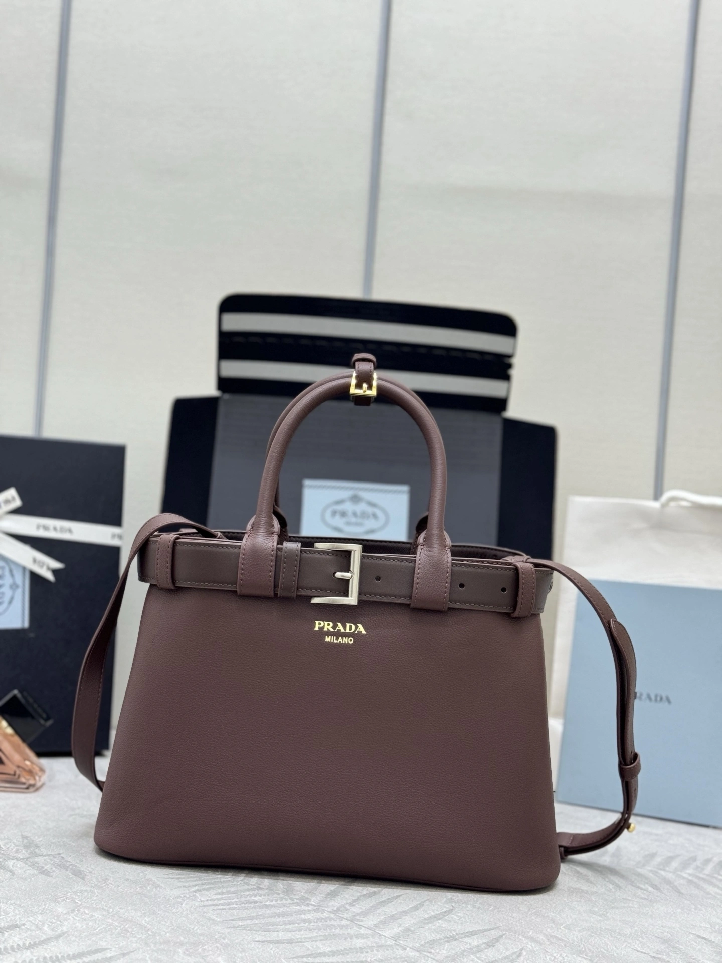 MOMO-- Pr141 1BA434_2CY9_F0NBL_V_OBO high quality version Double Bag cowhide sheepskin item:E-B000K0641