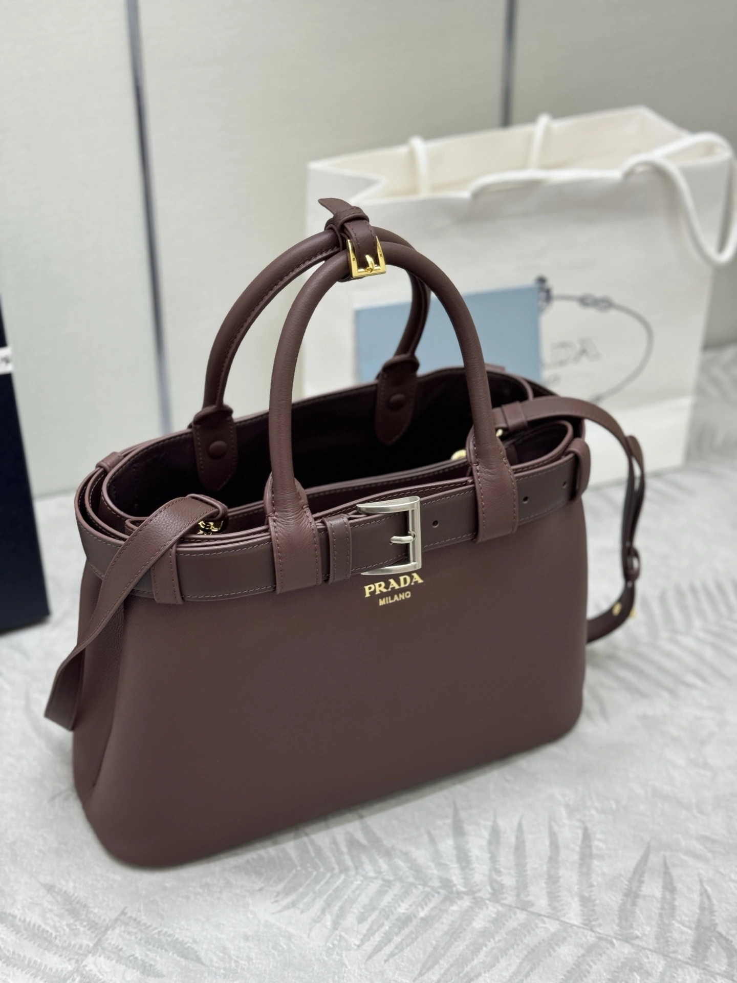 MOMO-- Pr141 1BA434_2CY9_F0NBL_V_OBO high quality version Double Bag cowhide sheepskin item:E-B000K0641