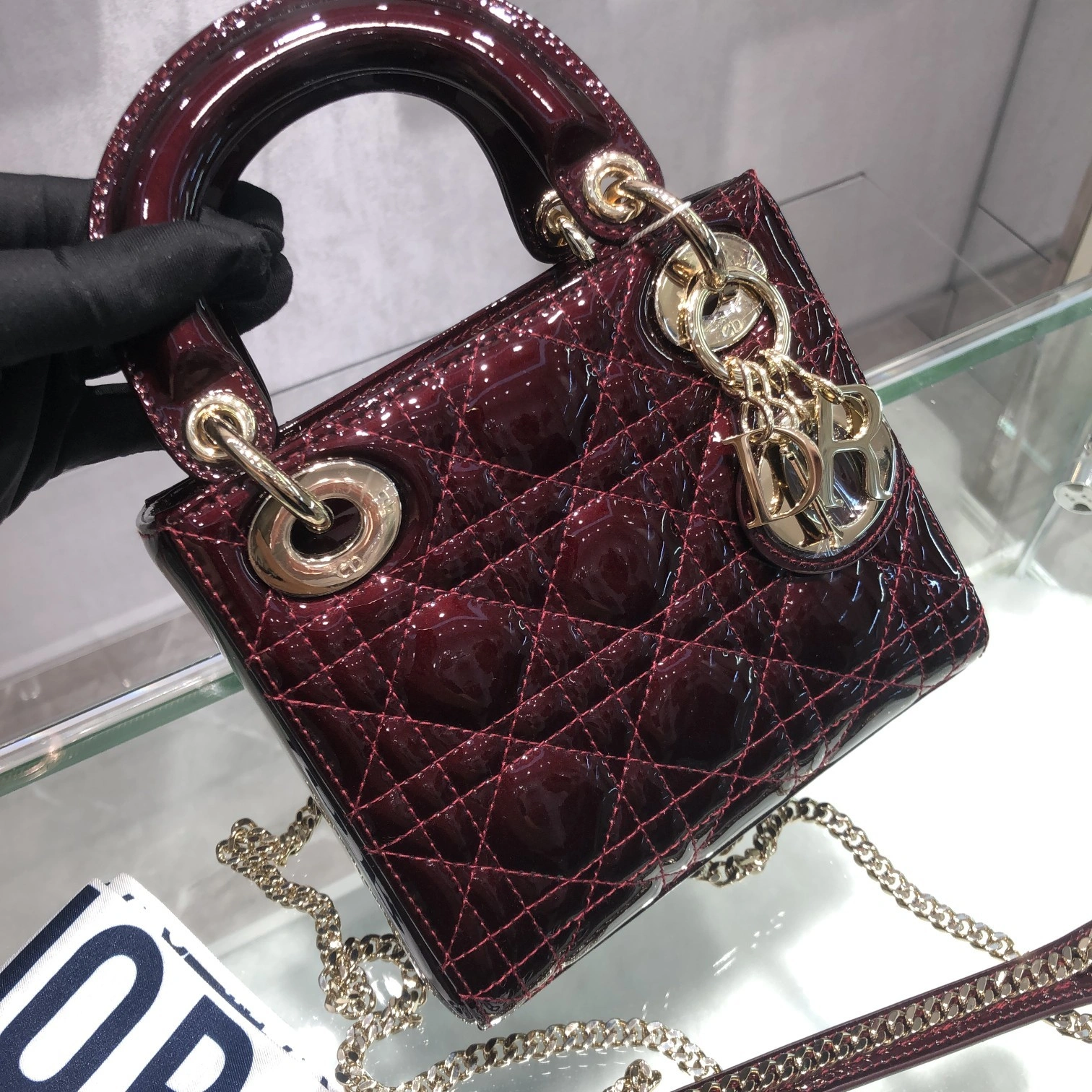 Custombag-- Lady high quality version Paint cherries color gold buttons item：C-B803D0739