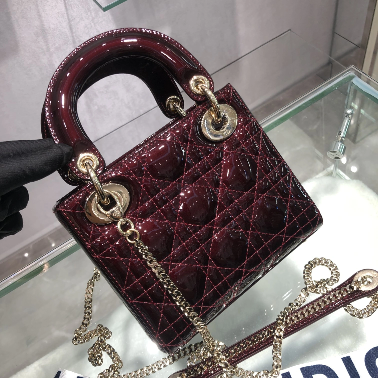 Custombag-- Lady high quality version Paint cherries color gold buttons item：C-B803D0739