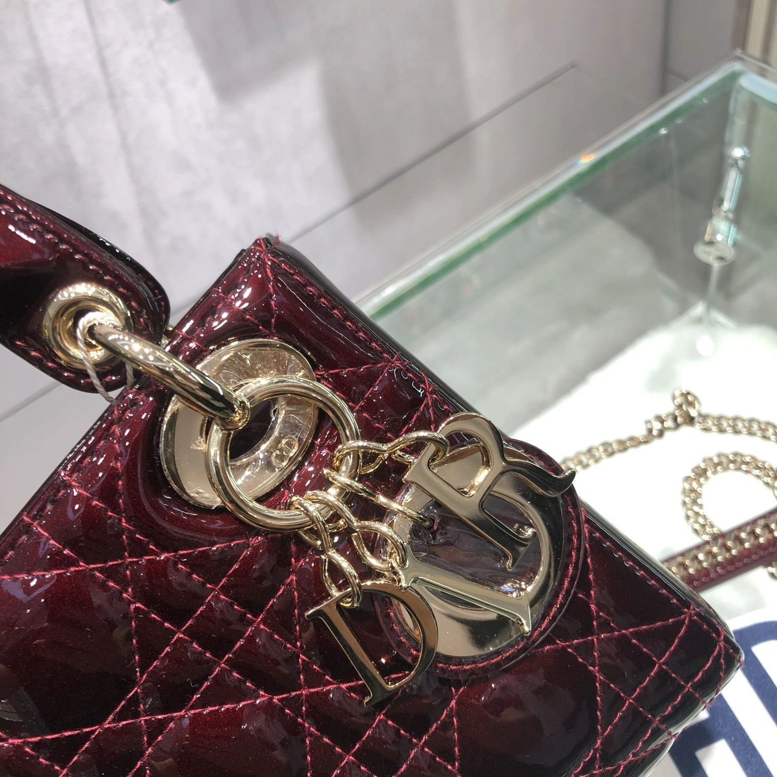 Custombag-- Lady high quality version Paint cherries color gold buttons item：C-B803D0739