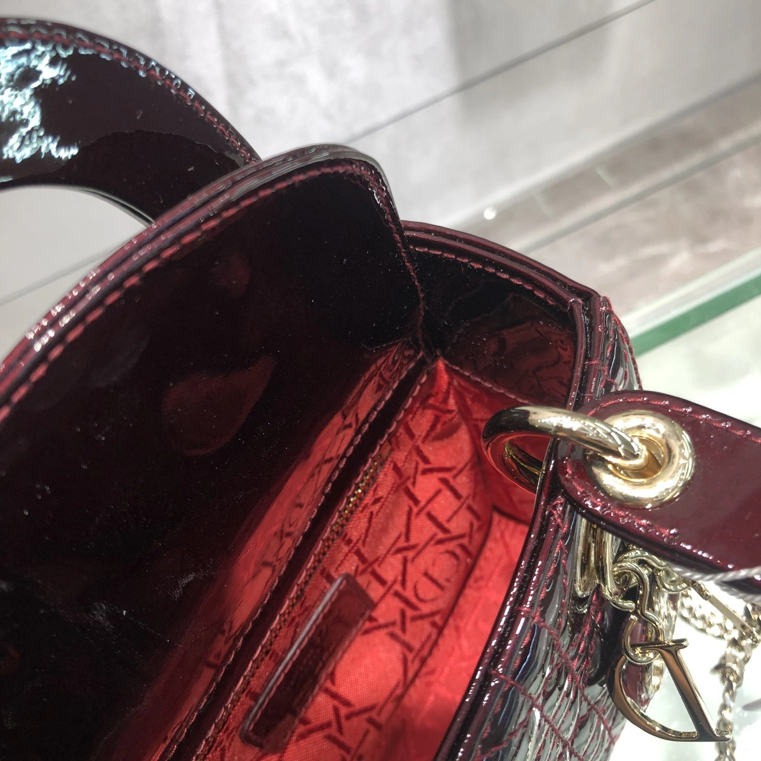Custombag-- Lady high quality version Paint cherries color gold buttons item：C-B803D0739