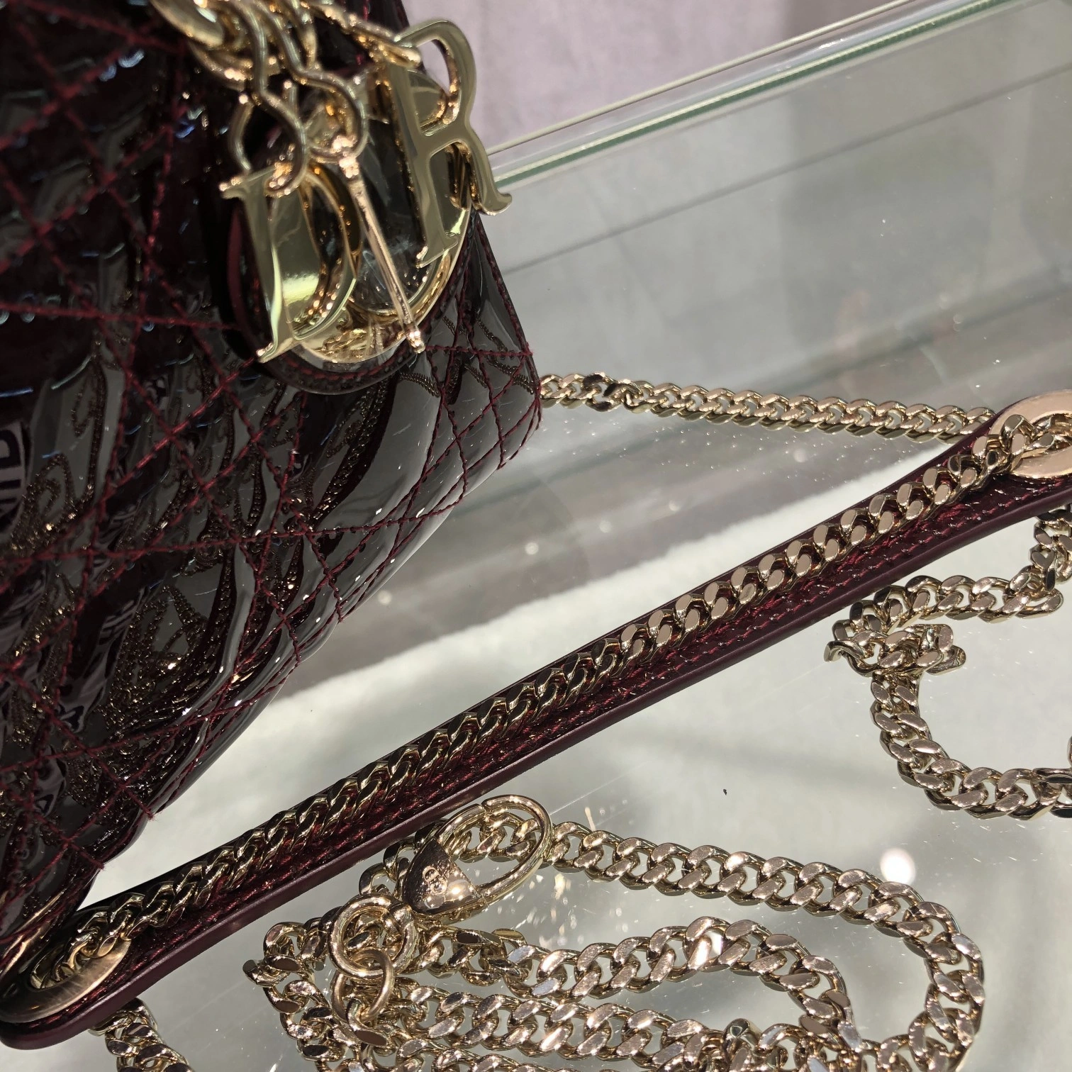 Custombag-- Lady high quality version Paint cherries color gold buttons item：C-B803D0739