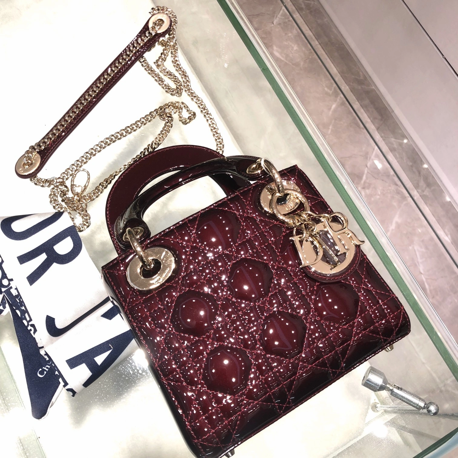 Custombag-- Lady high quality version Paint cherries color gold buttons item：C-B803D0739