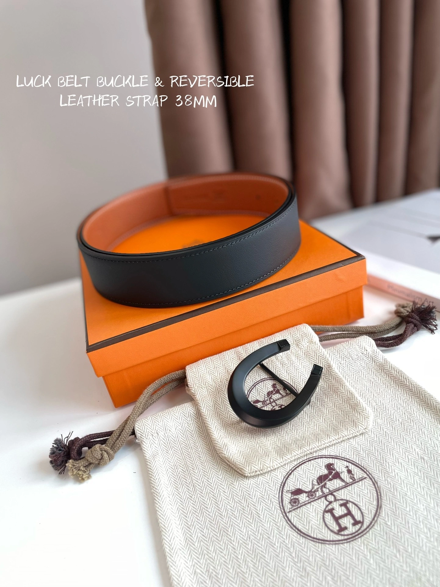 &Barbara-- TETE DE CHEVAL BELT BUCKLE & REVERSIBLE LEATHER STRAP 38MM item:C-S333B25142