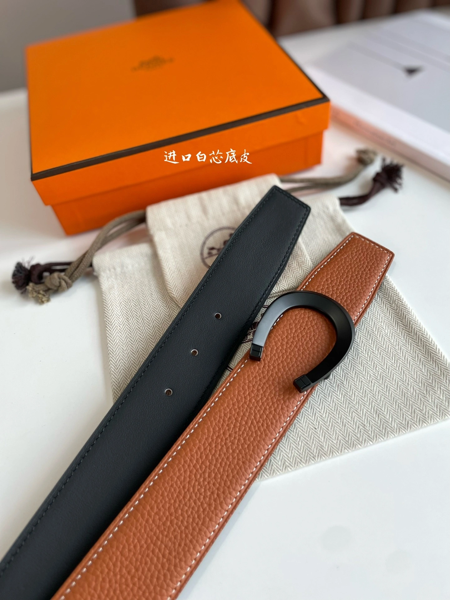 &Barbara-- TETE DE CHEVAL BELT BUCKLE & REVERSIBLE LEATHER STRAP 38MM item:C-S333B25142