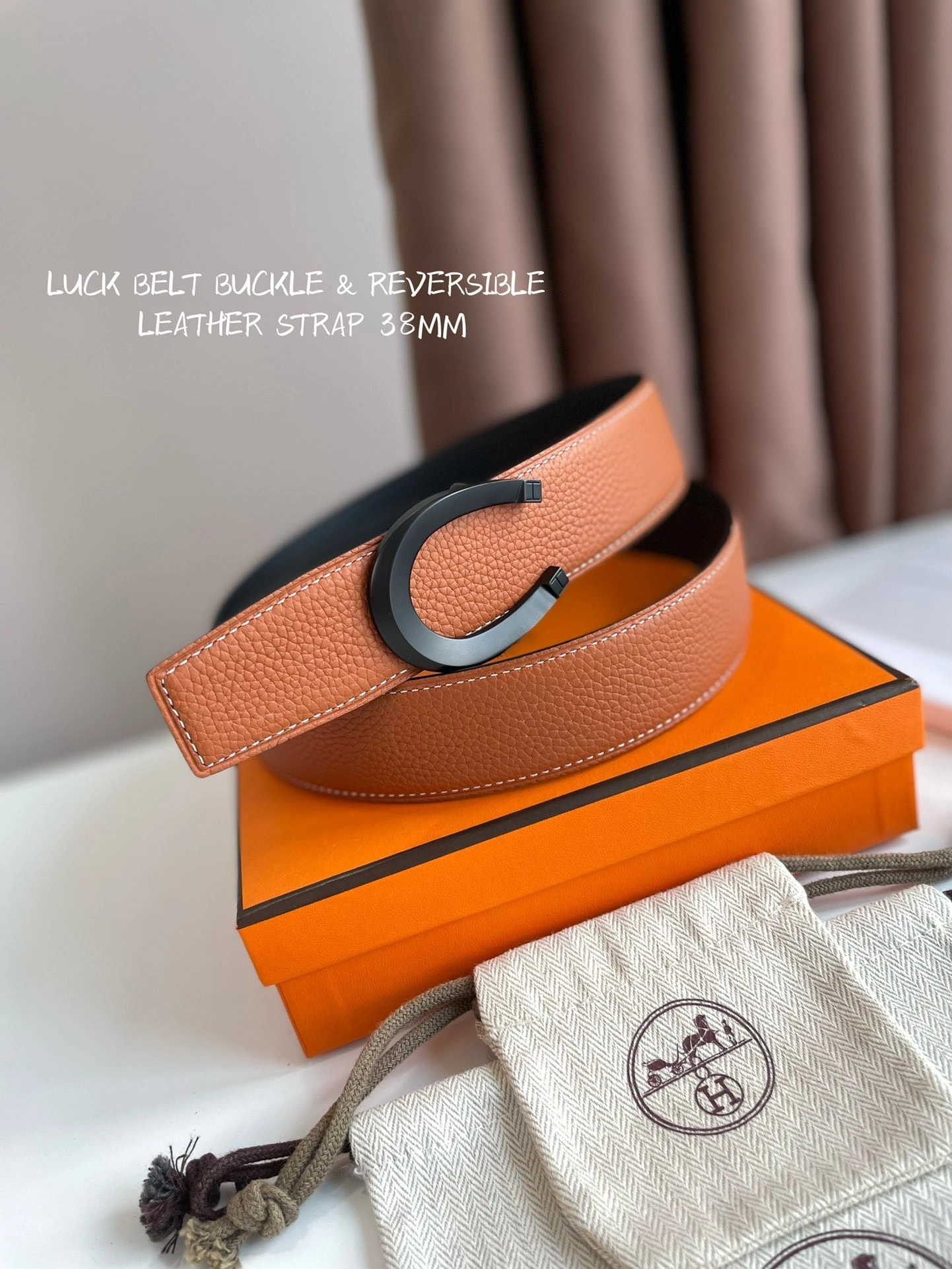 &Barbara-- TETE DE CHEVAL BELT BUCKLE & REVERSIBLE LEATHER STRAP 38MM item:C-S333B25142
