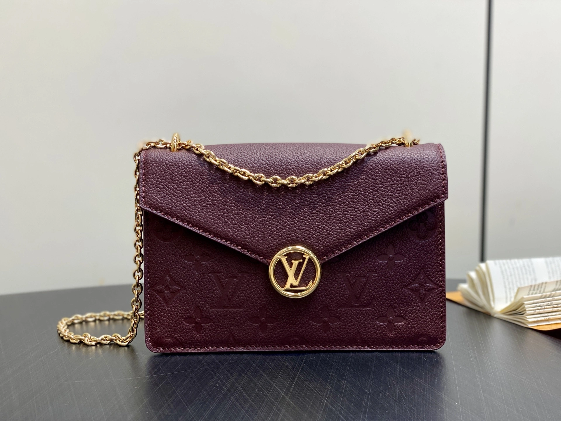 MOMO-- 8V M25814 high quality version Portefeuille chaîne Rosy Monogram Empreinte Ys item:E-B000J1836