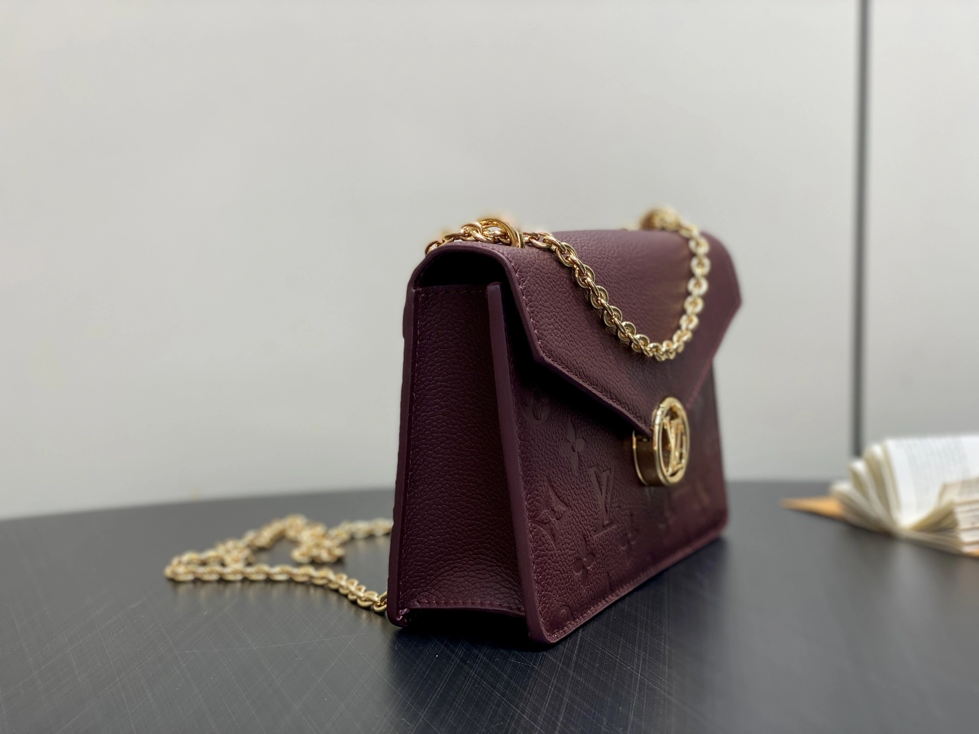 MOMO-- 8V M25814 high quality version Portefeuille chaîne Rosy Monogram Empreinte Ys item:E-B000J1836