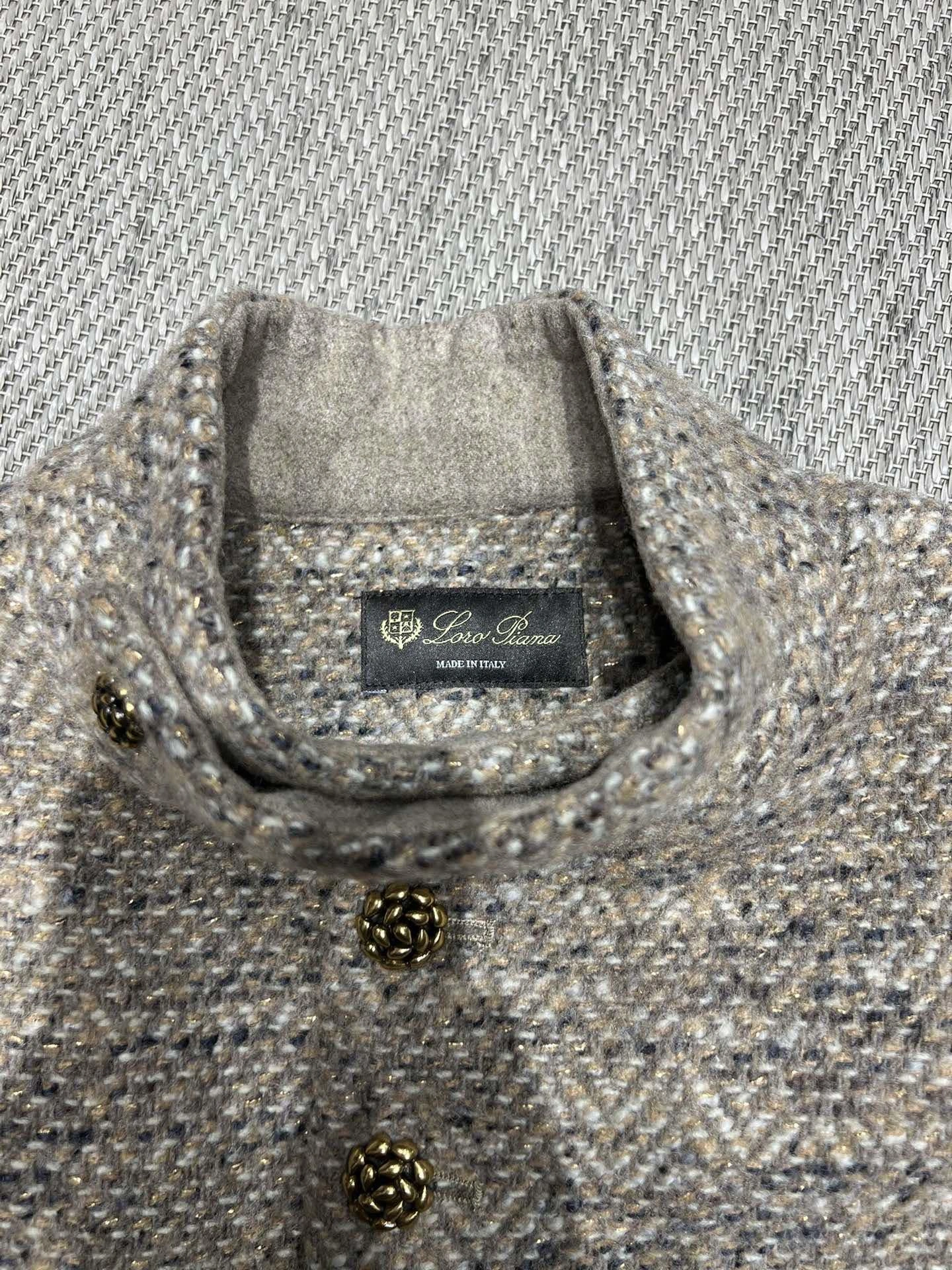 Victoria-- 8oro Pi191 Wool Blend Tweed Blazer Tweed Stand-Collar Vest item:F-F140A1403H