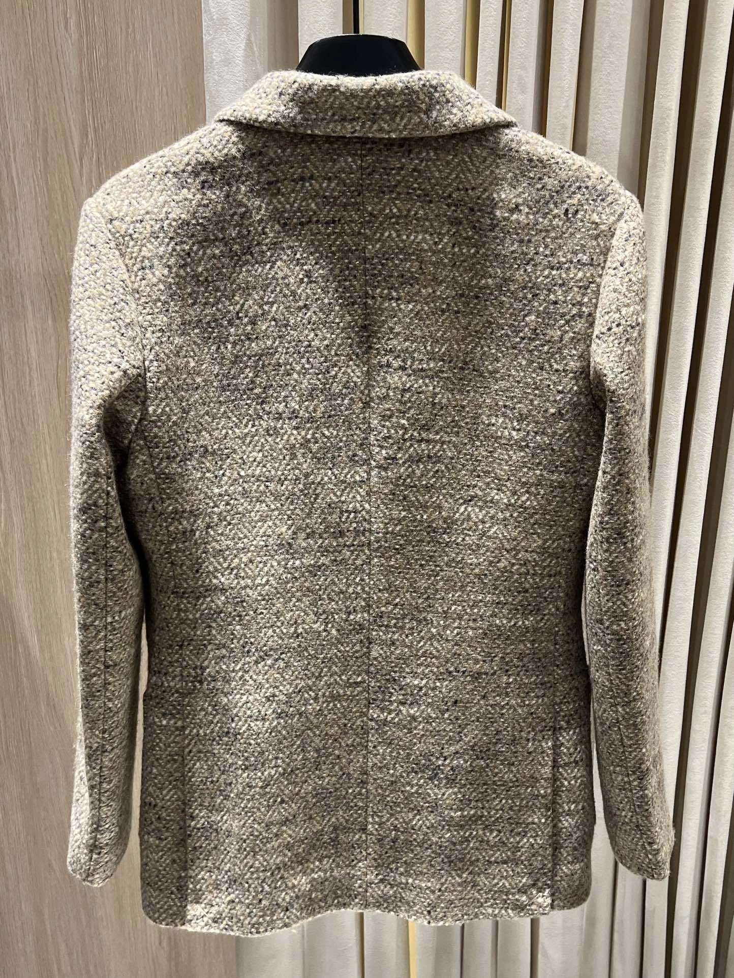Victoria-- 8oro Pi191 Wool Blend Tweed Blazer Tweed Stand-Collar Vest item:F-F140A1403H