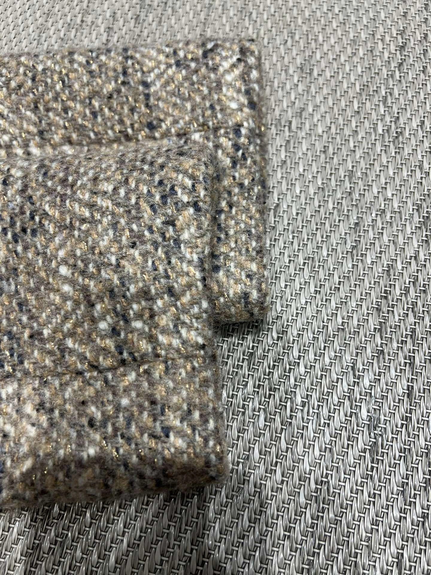Victoria-- 8oro Pi191 Wool Blend Tweed Blazer Tweed Stand-Collar Vest item:F-F140A1403H
