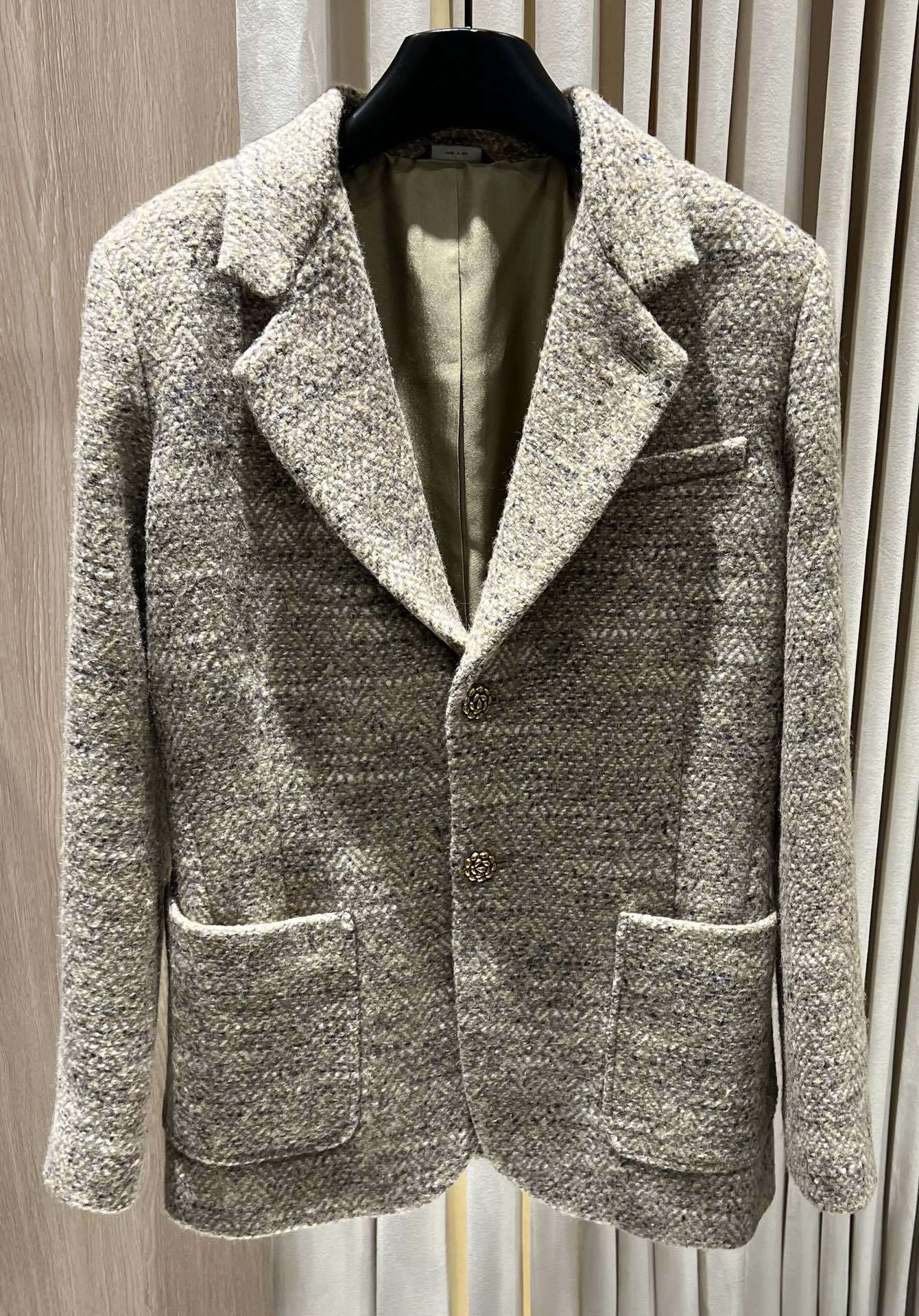 Victoria-- 8oro Pi191 Wool Blend Tweed Blazer Tweed Stand-Collar Vest item:F-F140A1403H