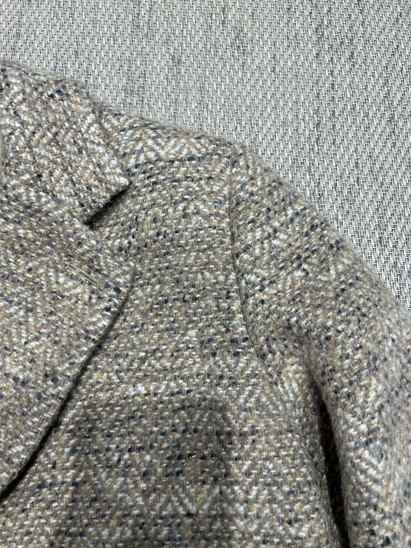 Victoria-- 8oro Pi191 Wool Blend Tweed Blazer Tweed Stand-Collar Vest item:F-F140A1403H