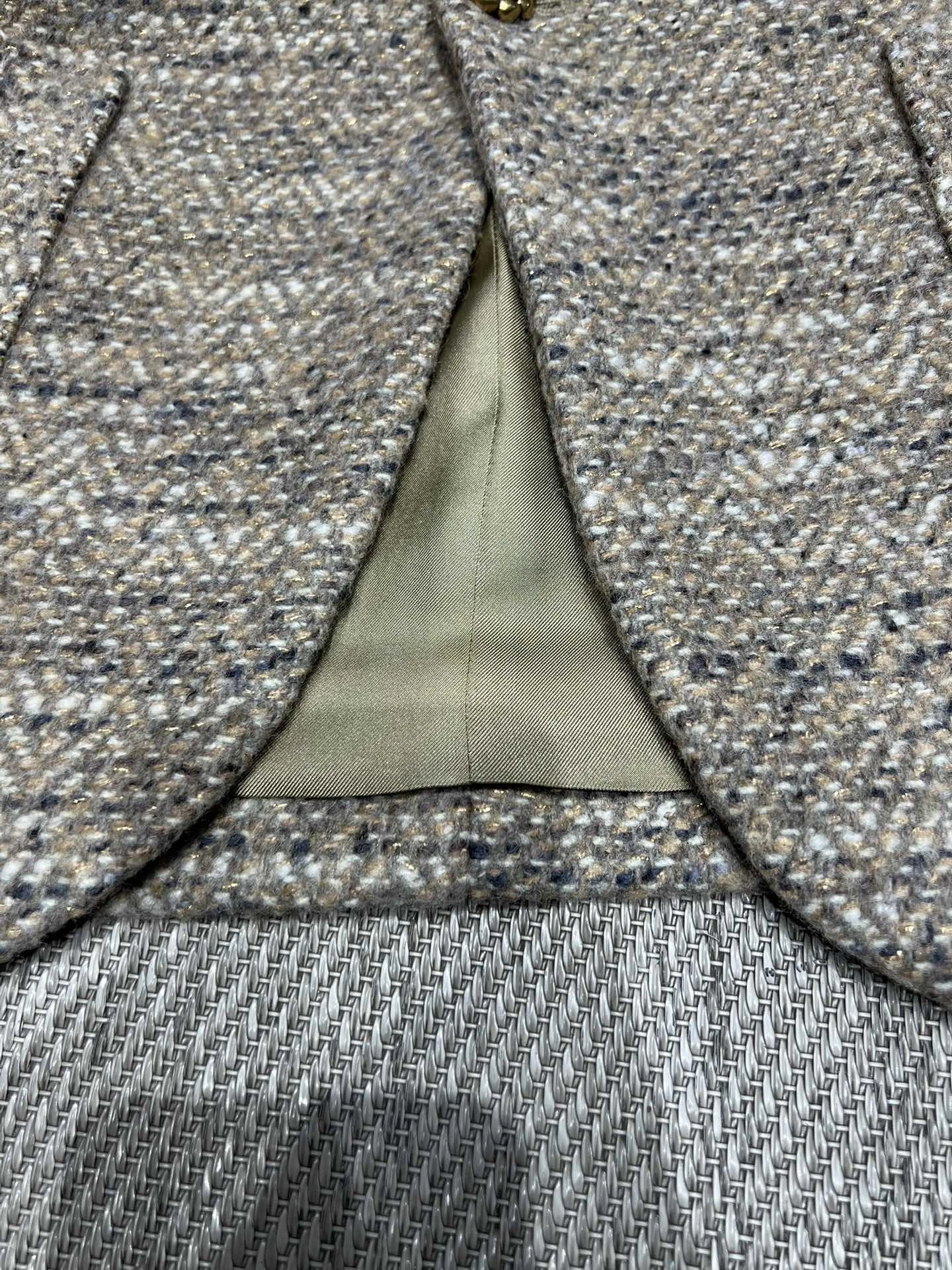 Victoria-- 8oro Pi191 Wool Blend Tweed Blazer Tweed Stand-Collar Vest item:F-F140A1403H
