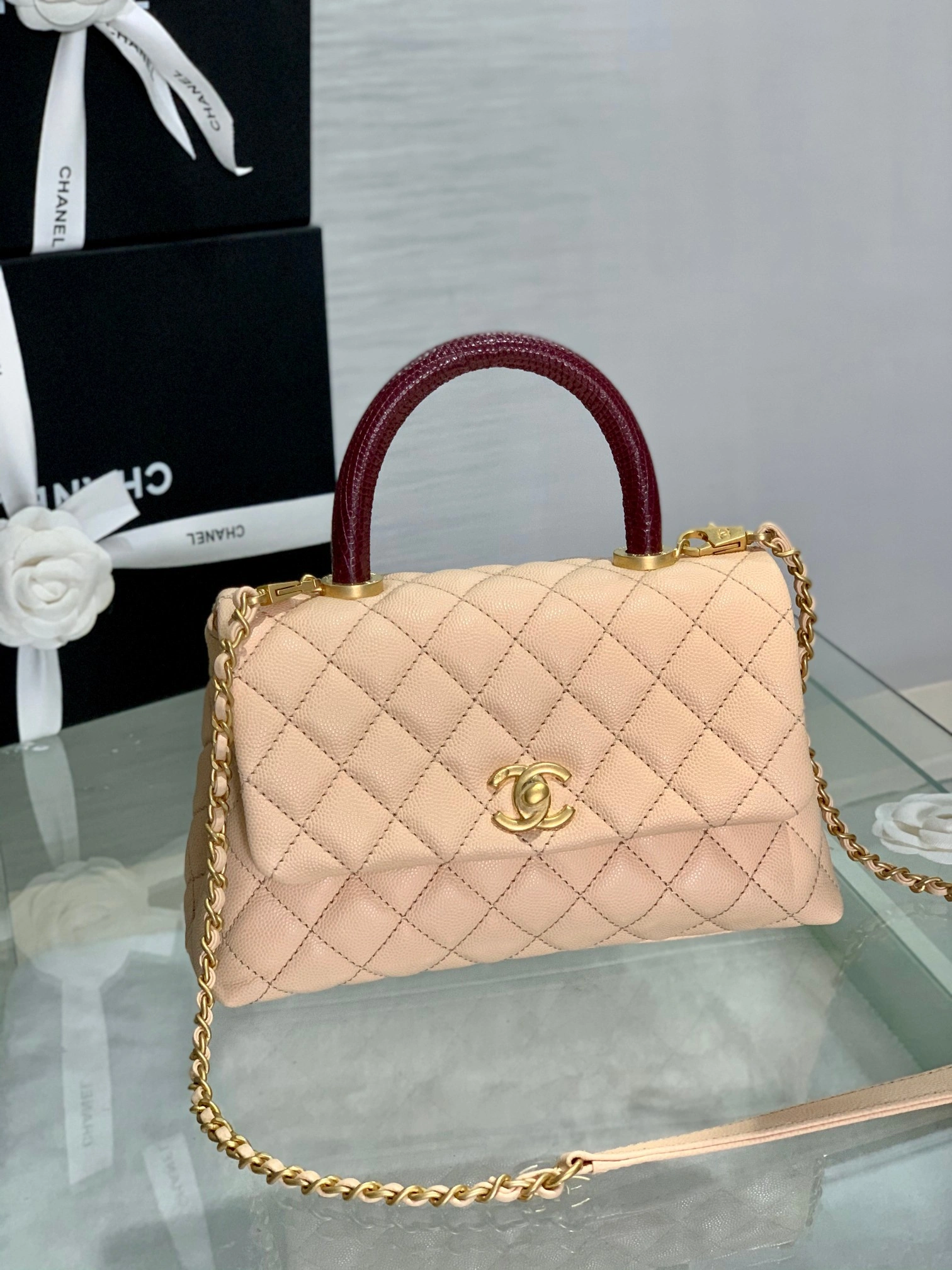 Custombag-- coco handle high quality version Beautiful naked apricot item：C-B803D0772
