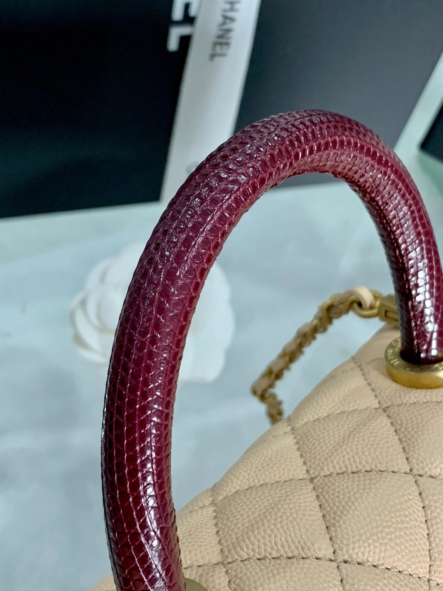 Custombag-- coco handle high quality version Beautiful naked apricot item：C-B803D0772