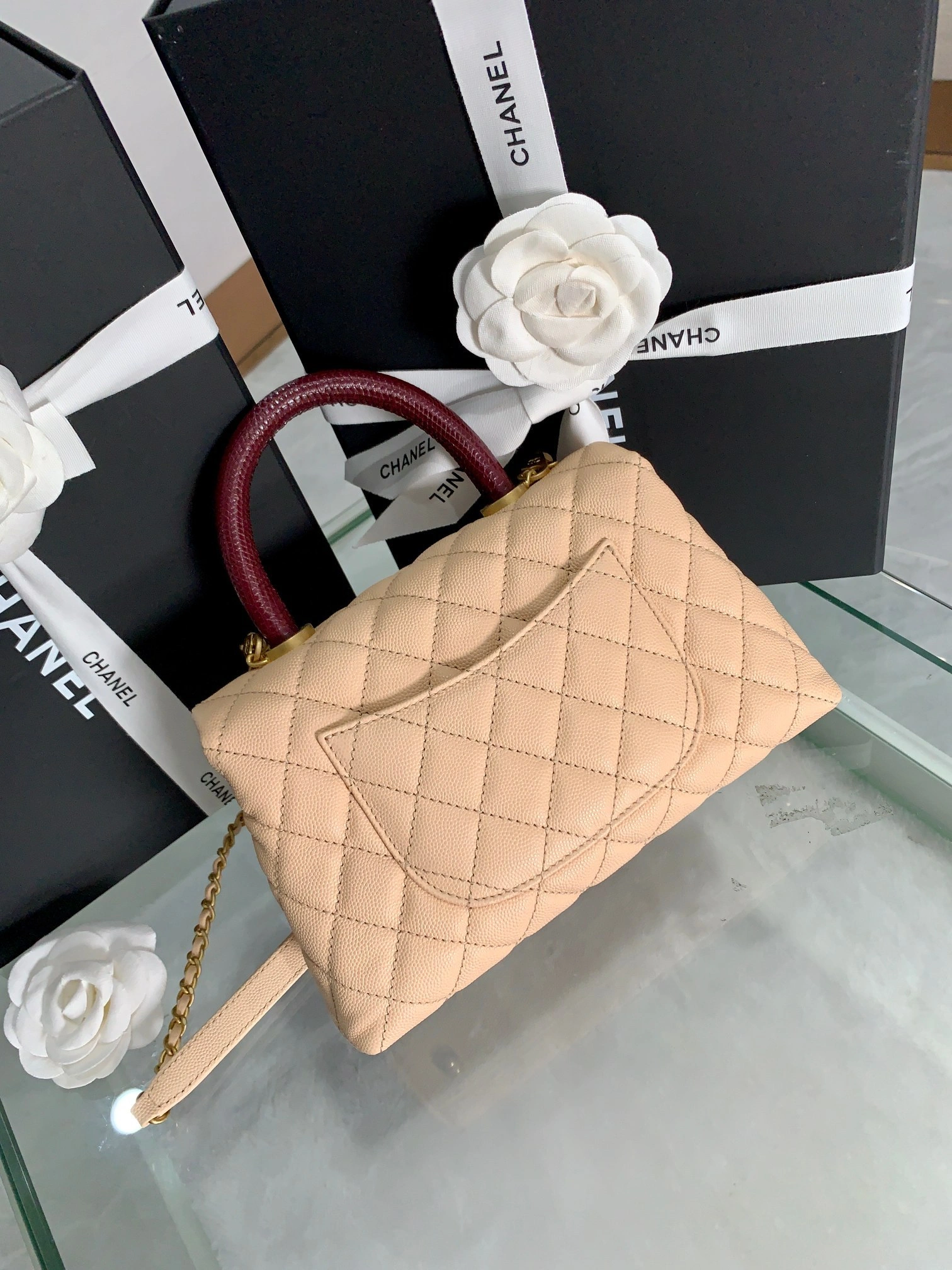 Custombag-- coco handle high quality version Beautiful naked apricot item：C-B803D0772