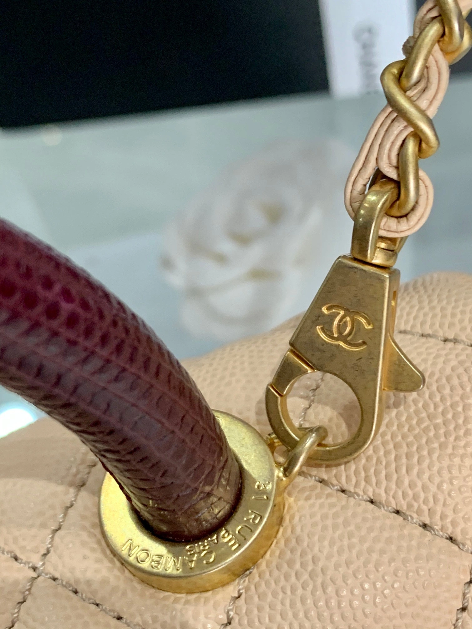 Custombag-- coco handle high quality version Beautiful naked apricot item：C-B803D0772